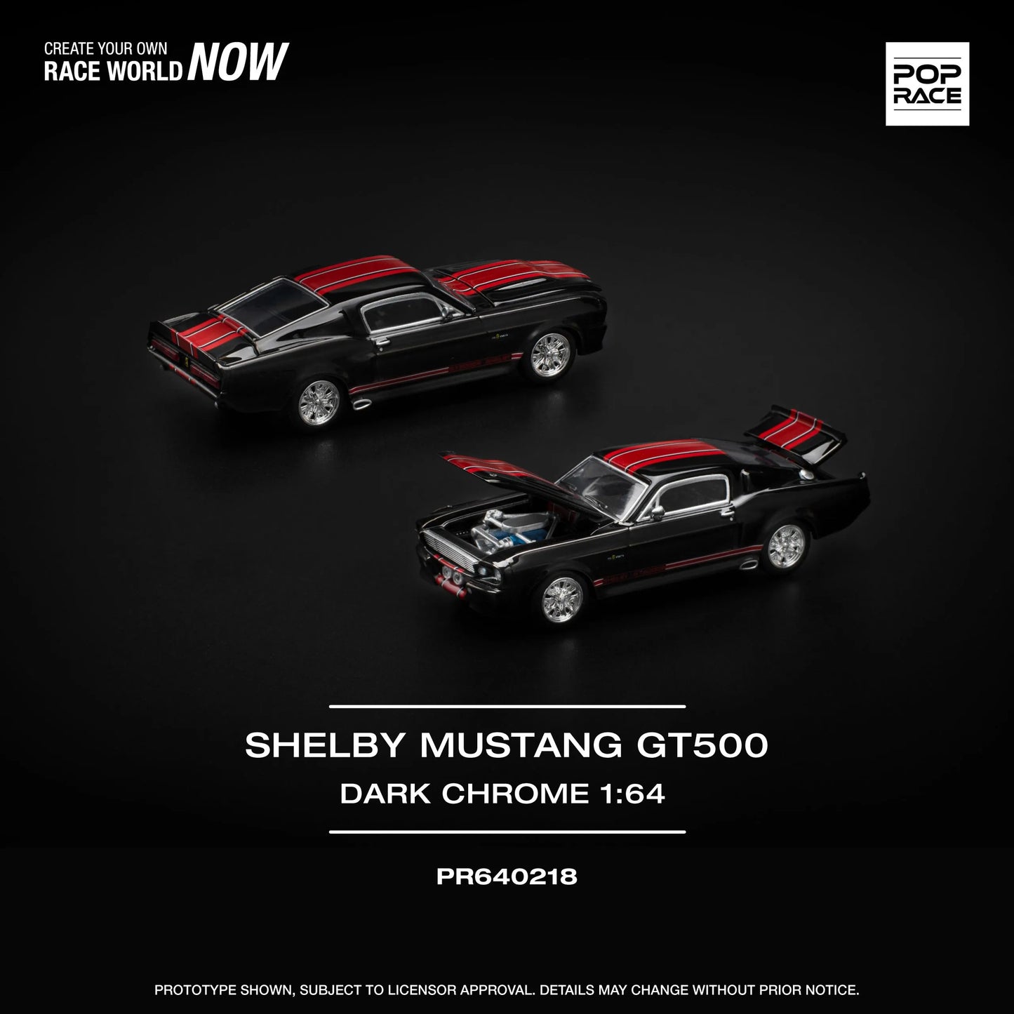 1967 Shelby Mustang GT500 Dark Chrome 1:64 diecast front angle view