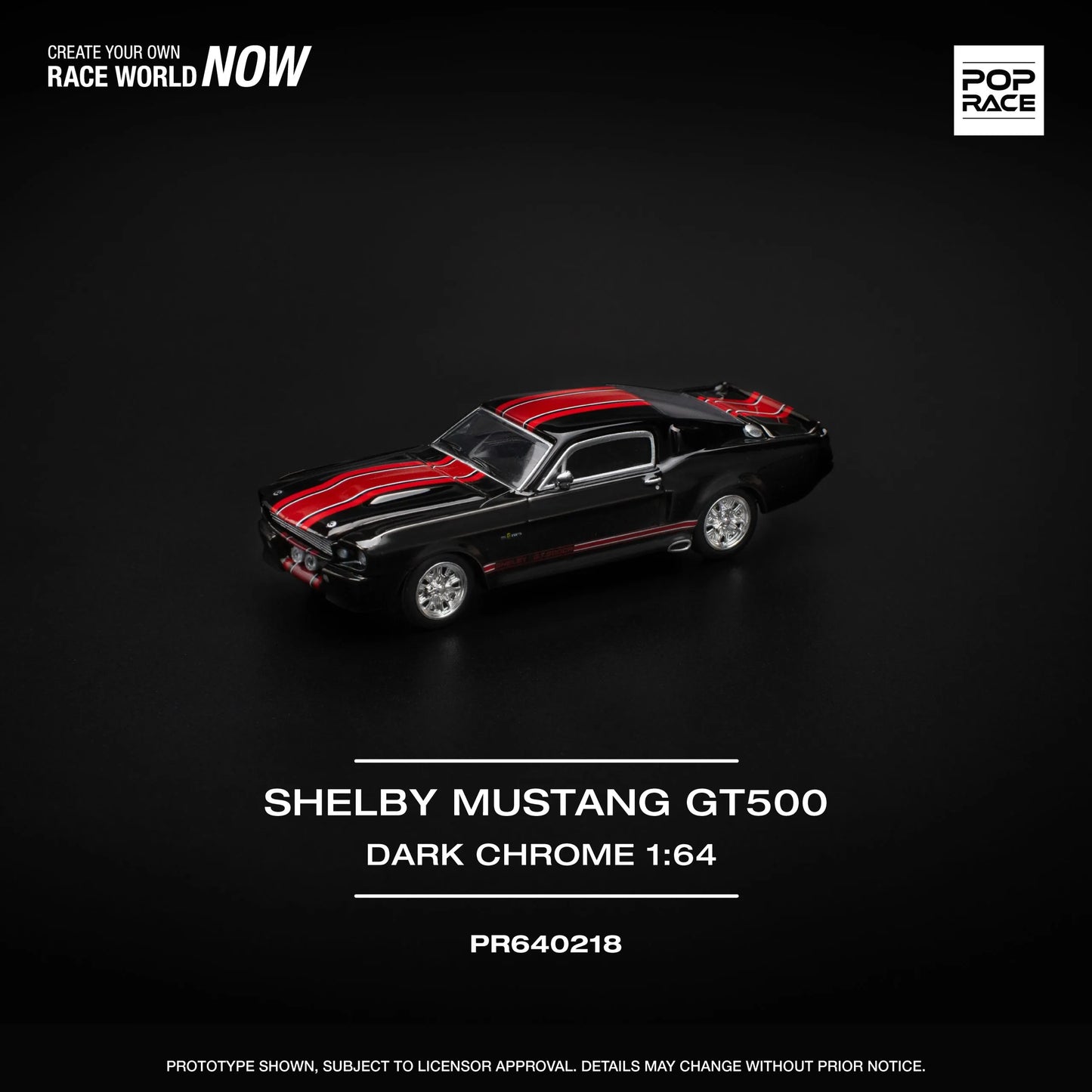 1967 Shelby Mustang GT500 Dark Chrome 1:64 diecast front angle view