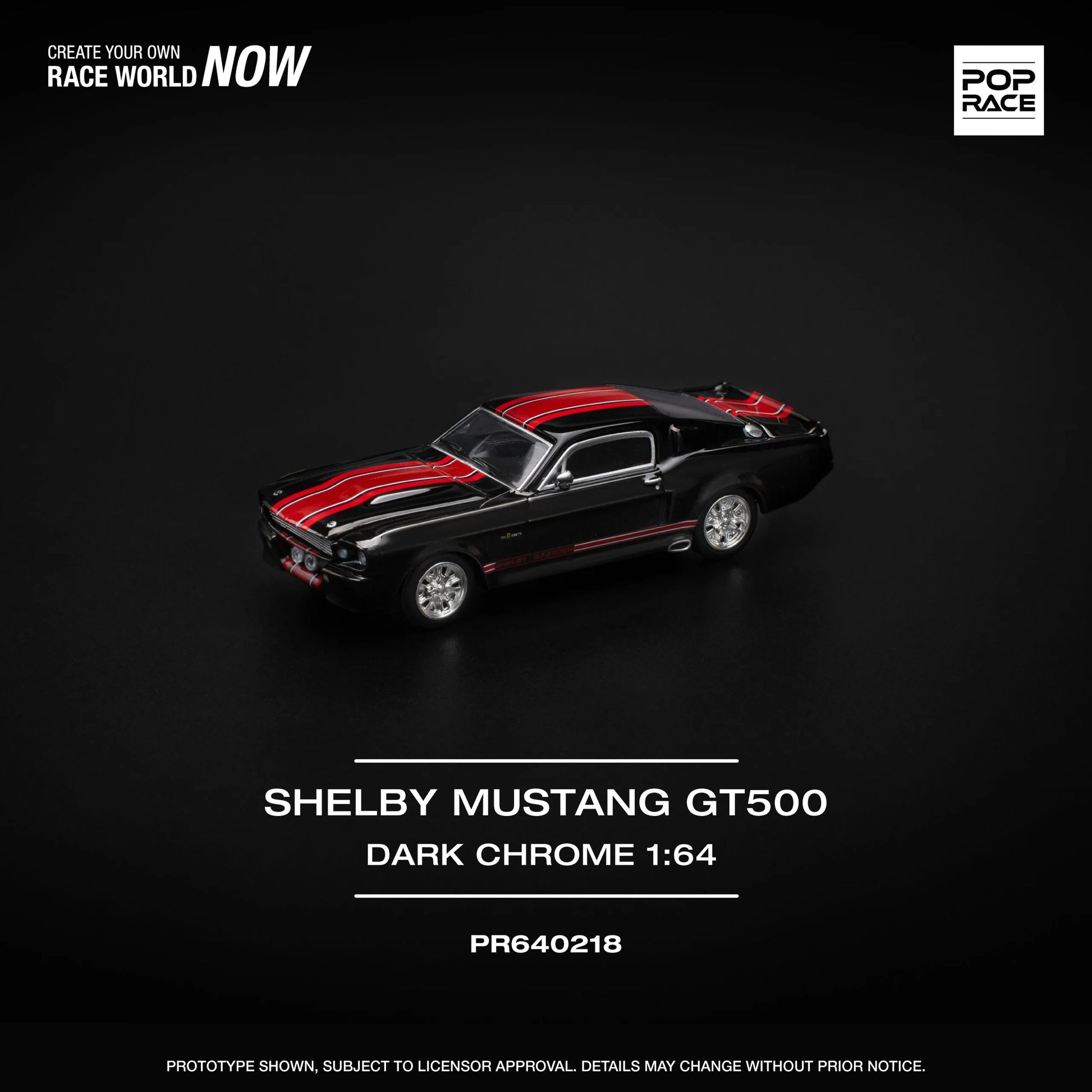 1967 Shelby Mustang GT500 Dark Chrome 1:64 diecast front angle view