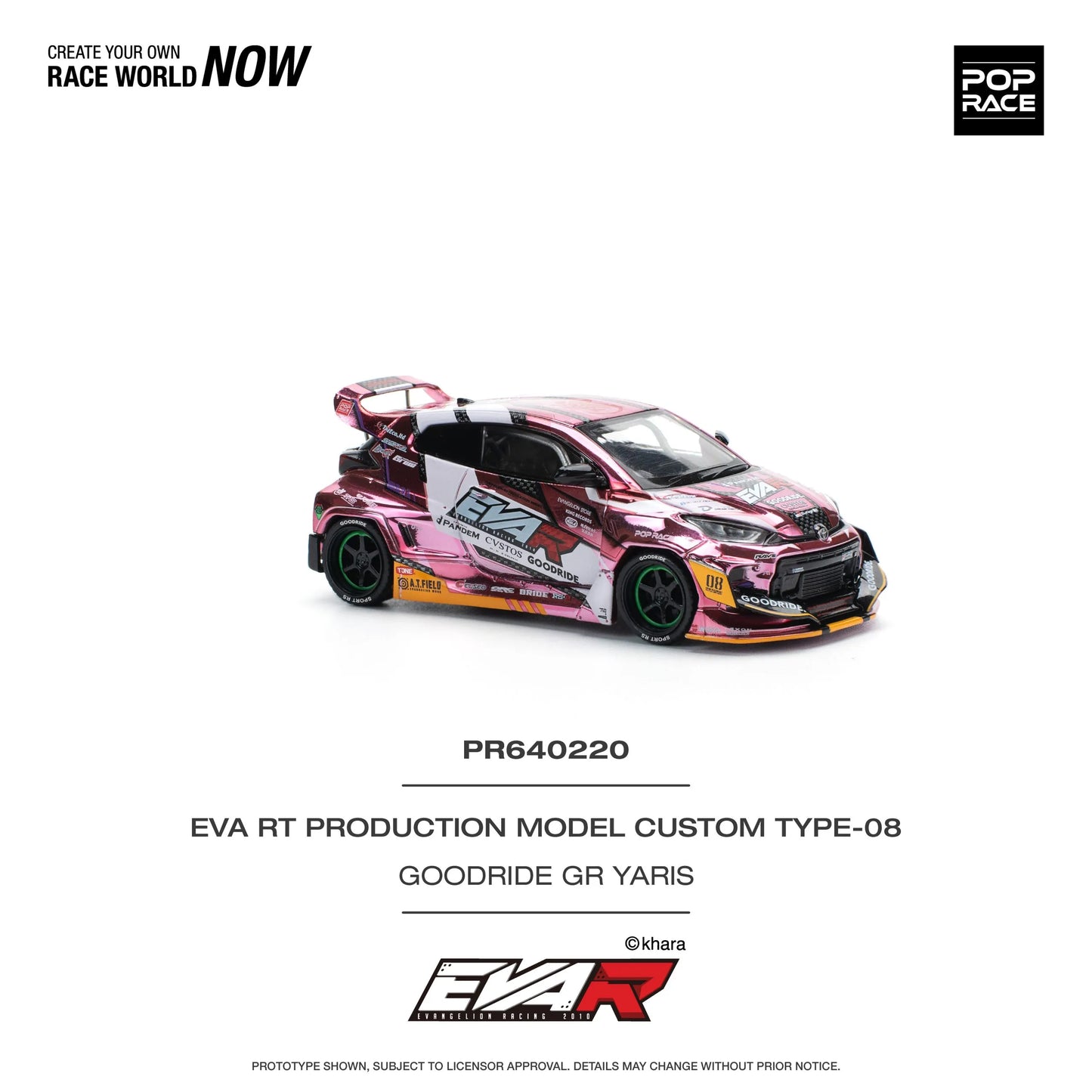 GR Yaris Eva RT Type-08 Goodride 1:64 diecast front angle view