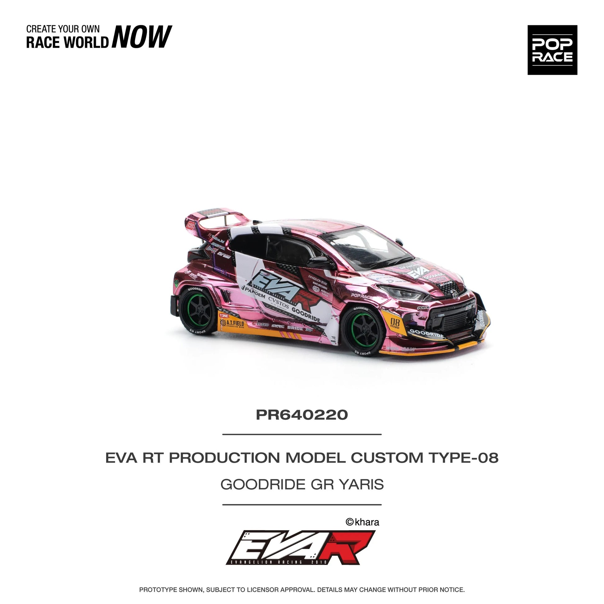 GR Yaris Eva RT Type-08 Goodride 1:64 diecast front angle view