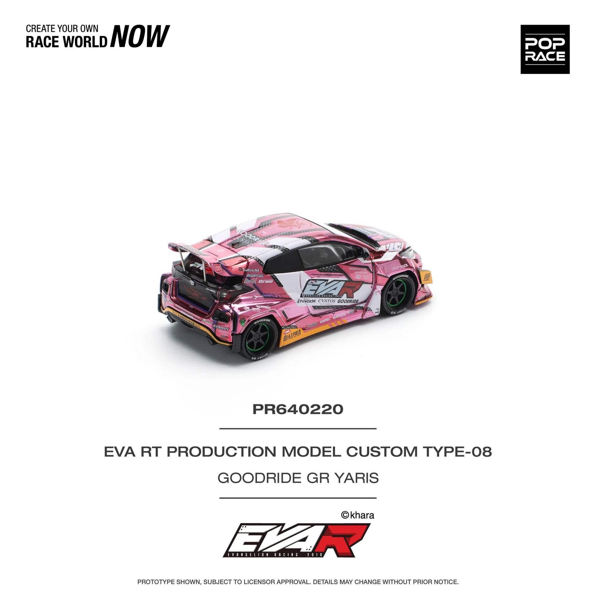 Pop Race Eva RT Type-08 GR Yaris Goodride diecast top view