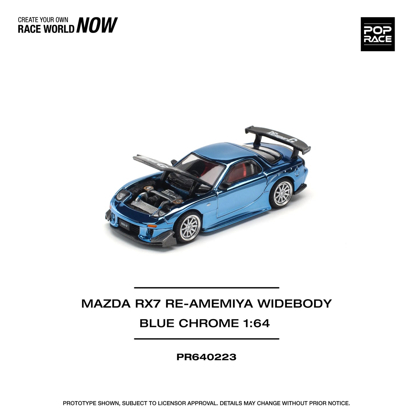Pop Race Mazda RX7 Re-Amemiya PR64-0223 detailed 1:64 diecast front view