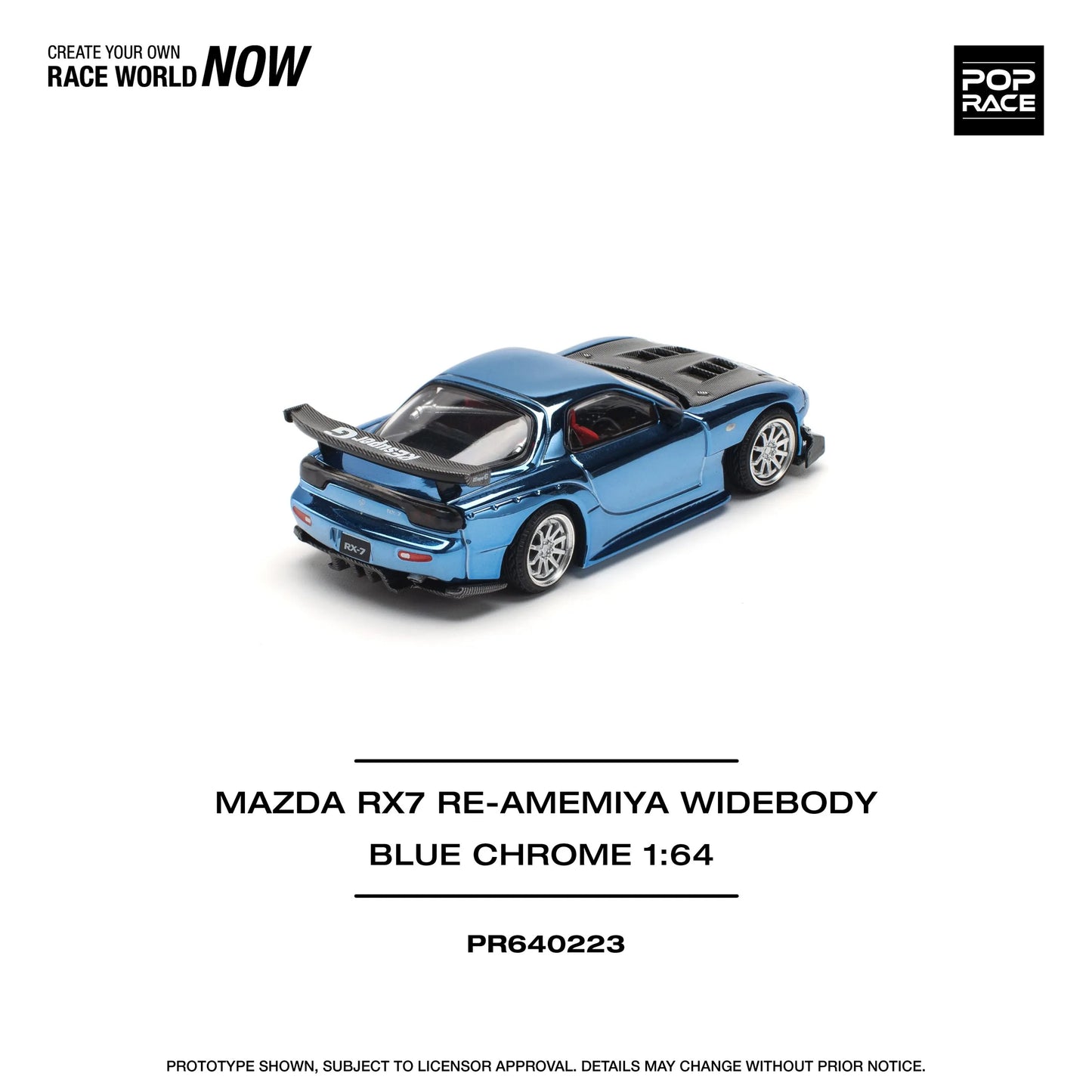 Pop Race Mazda RX7 Re-Amemiya 1:64 diecast rear three quarter view