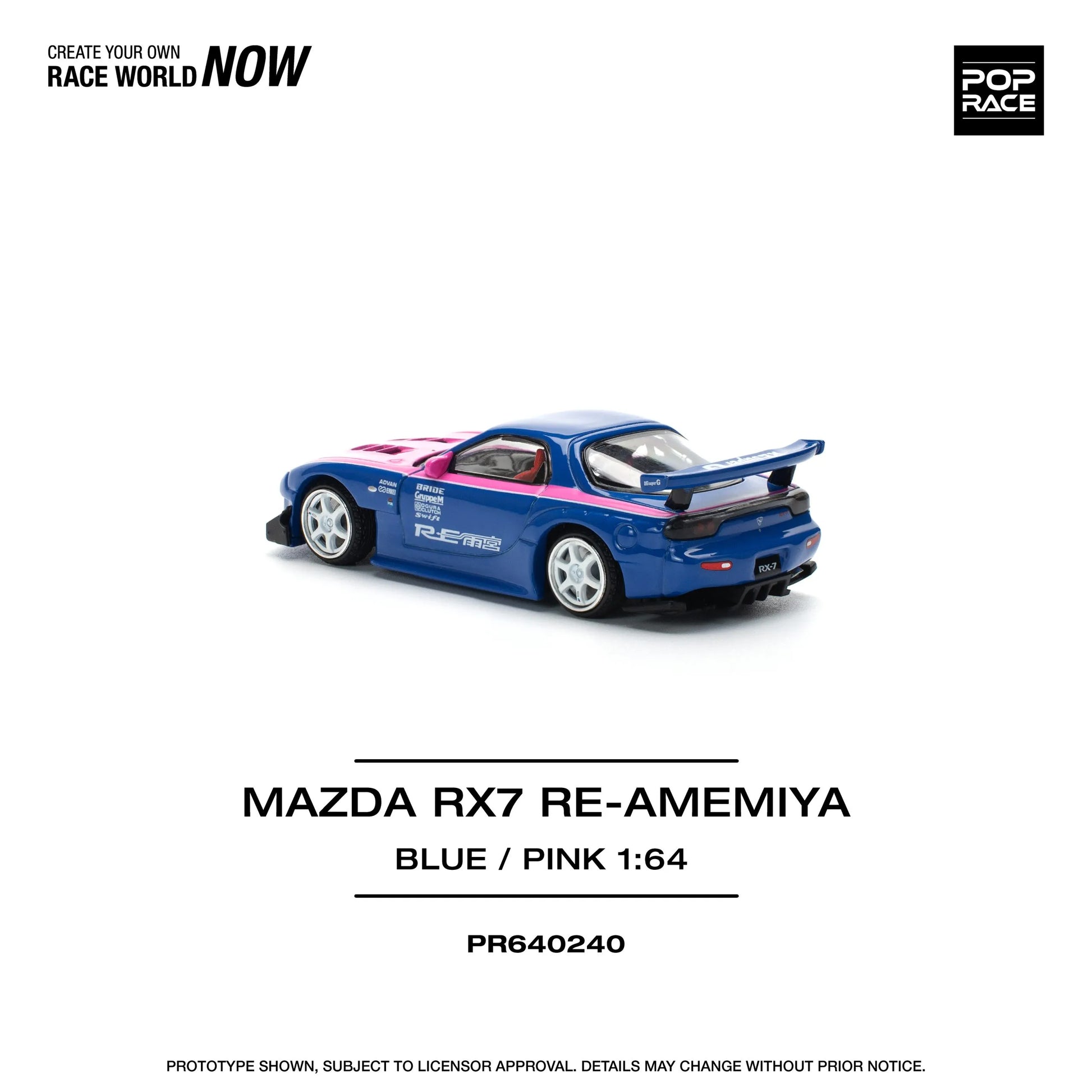 Pop Race Mazda RX7 Re-Amemiya PR64-0240 detailed 1:64 diecast rear view