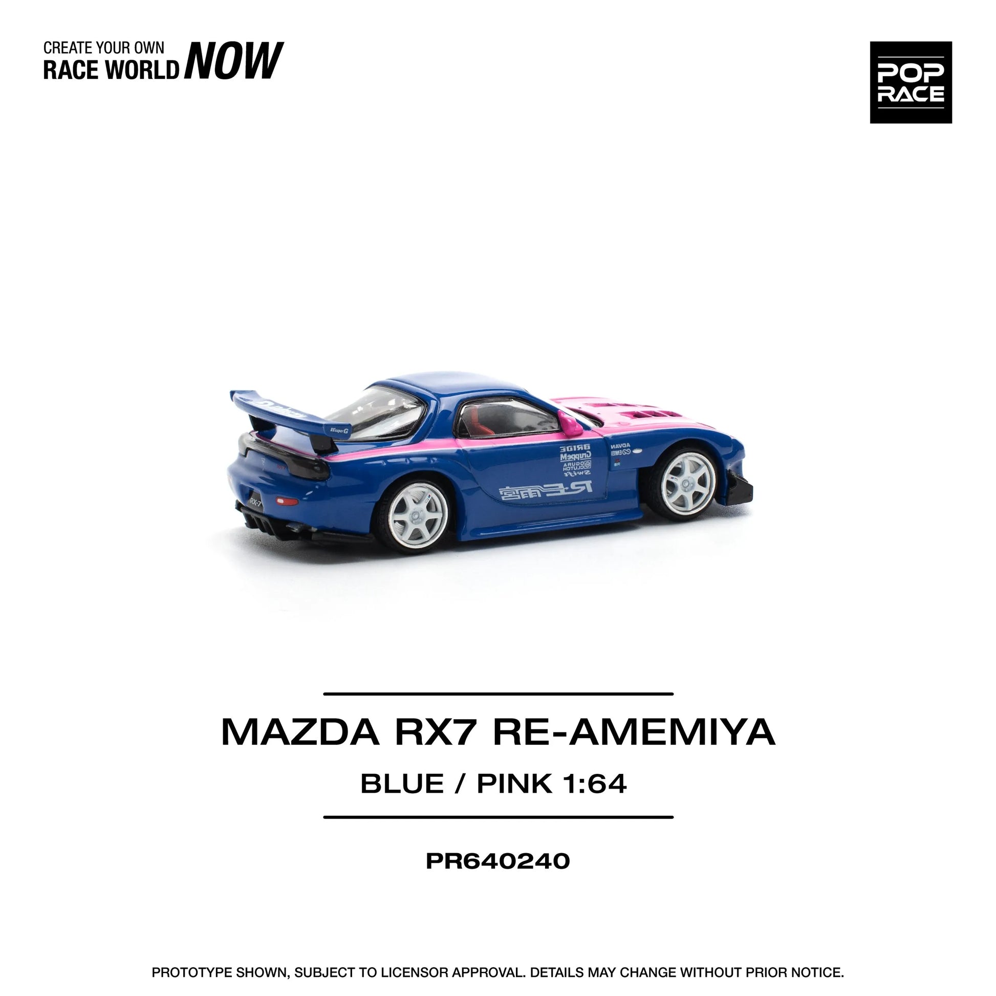 Pop Race Mazda RX7 Re-Amemiya PR64-0240 detailed 1:64 diecast rear view