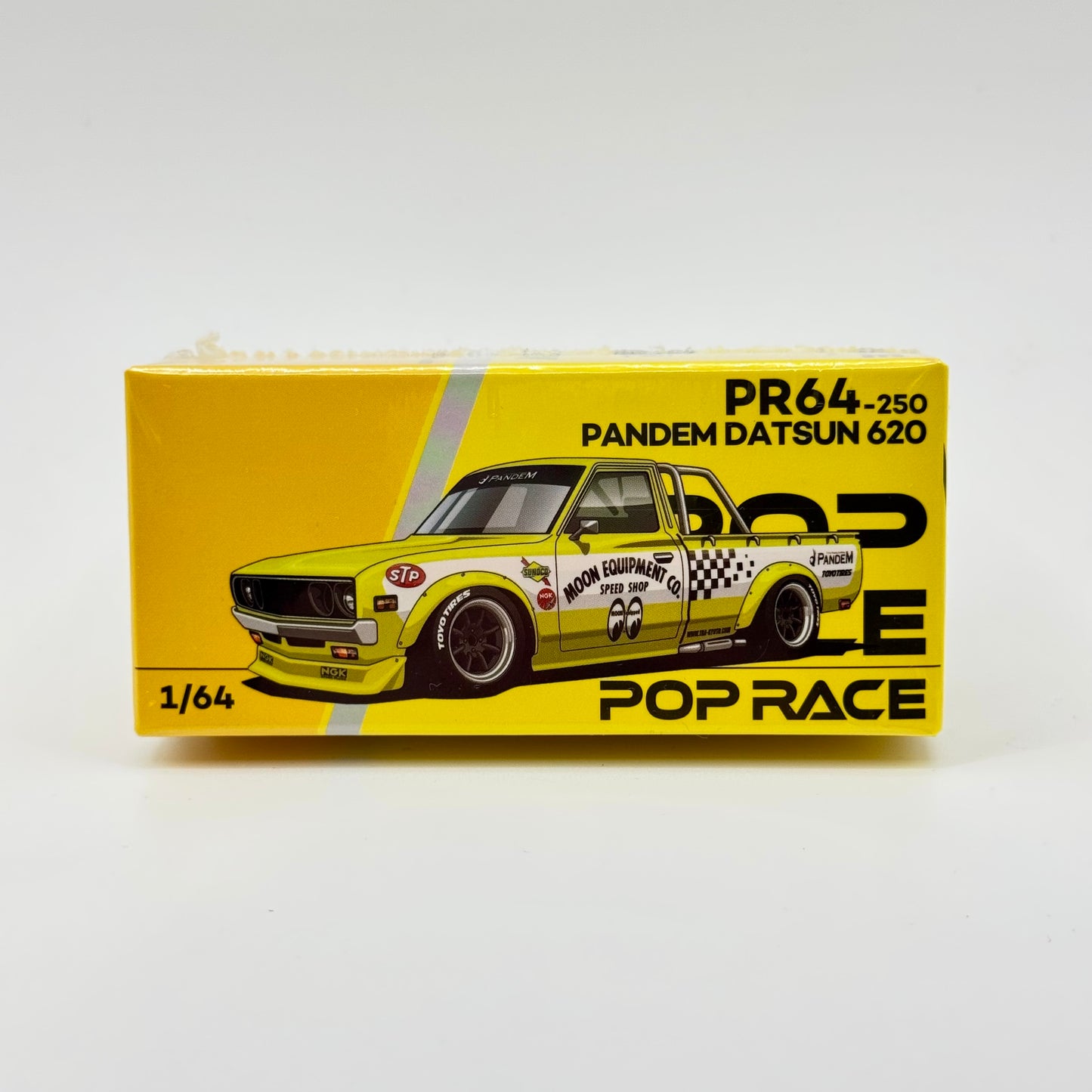 Pop Race PR64-0250 Datsun 620 Pandem Mooneyes 1:64 diecast box front view