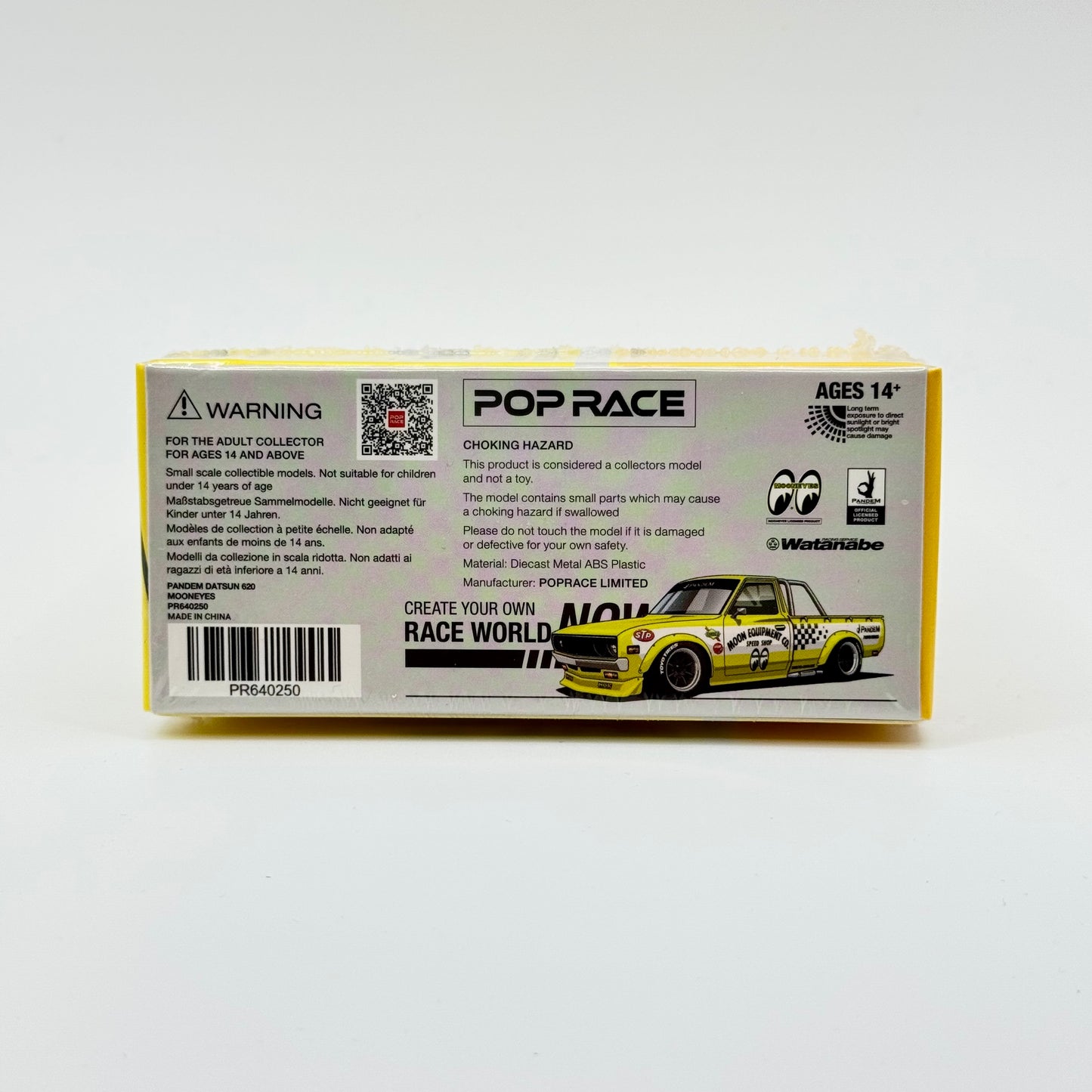 Datsun 620 Pandem Mooneyes diecast model packaging rear view