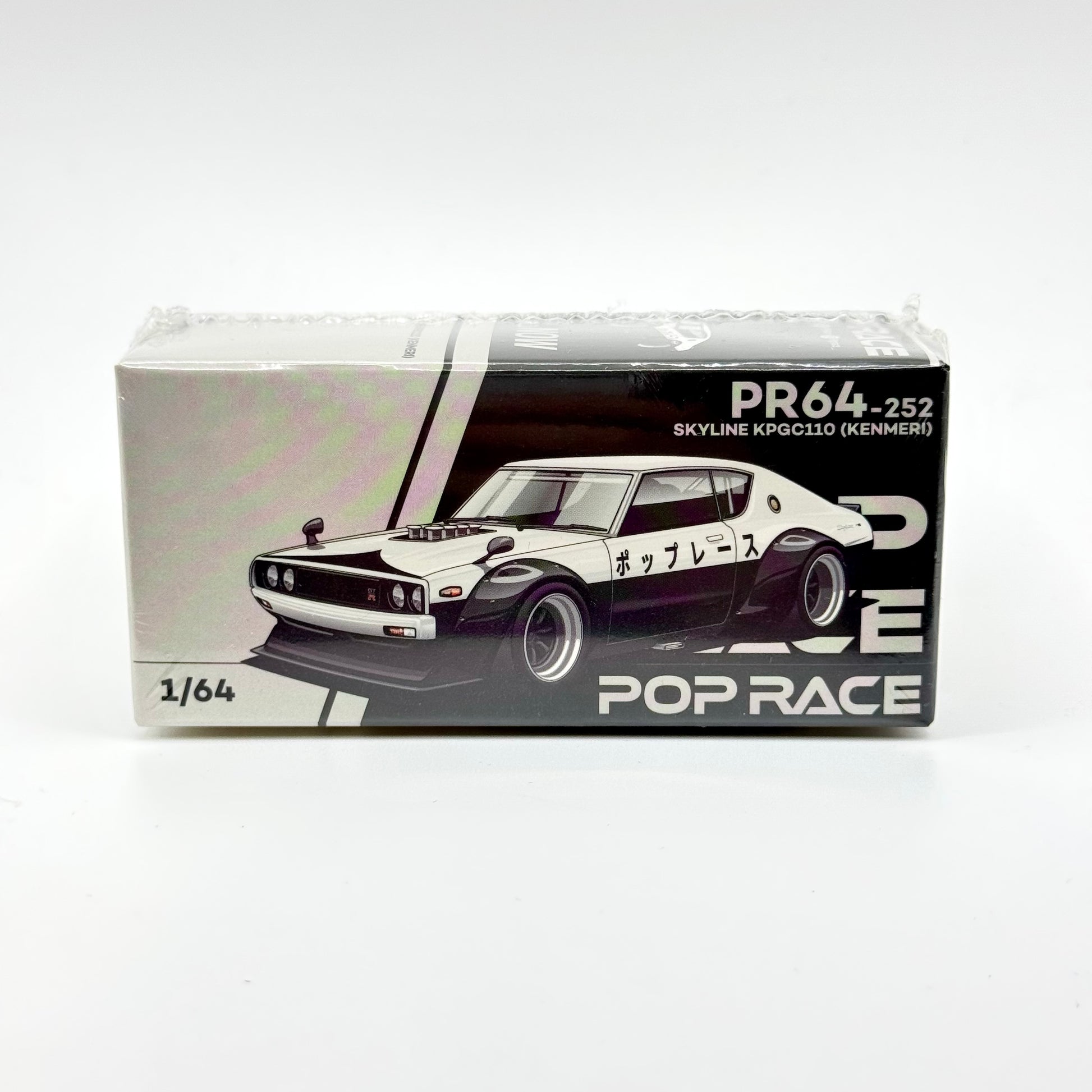 Pop Race PR64-0252 Nissan Skyline KPGC110 Kenmeri 1:64 diecast box front view