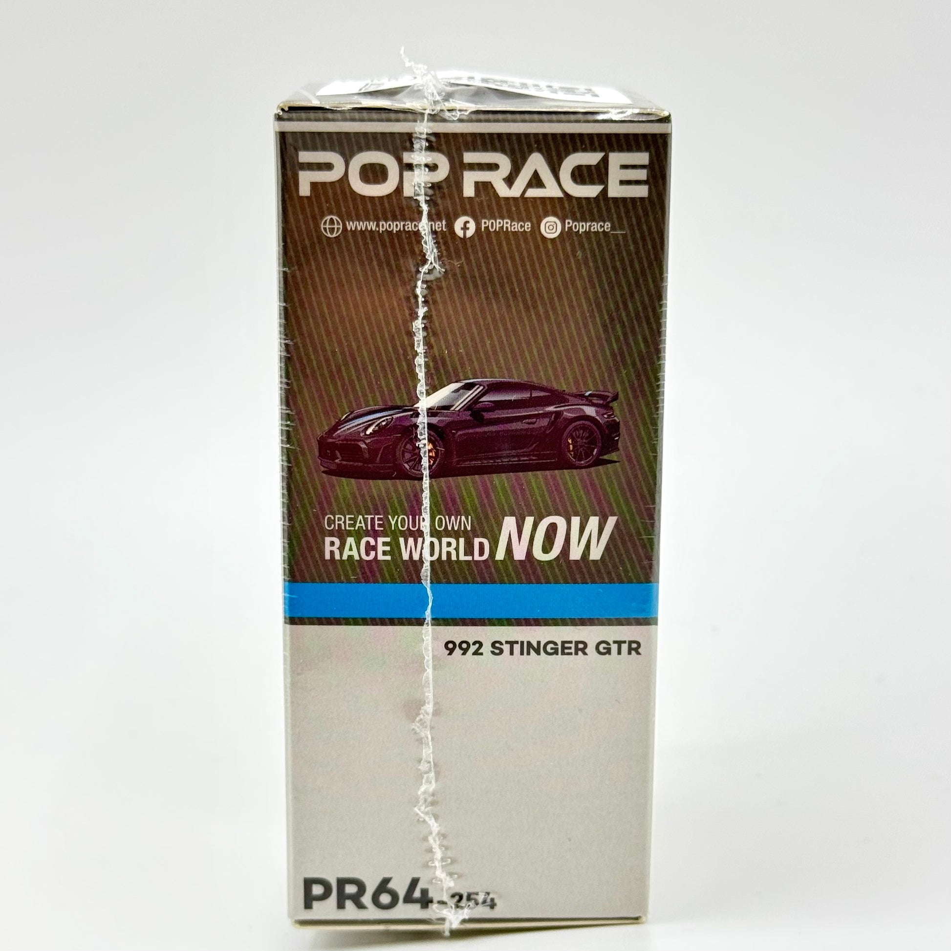 Pop Race Porsche 911 992 Stinger GTR Blue Line 1:64 diecast box side