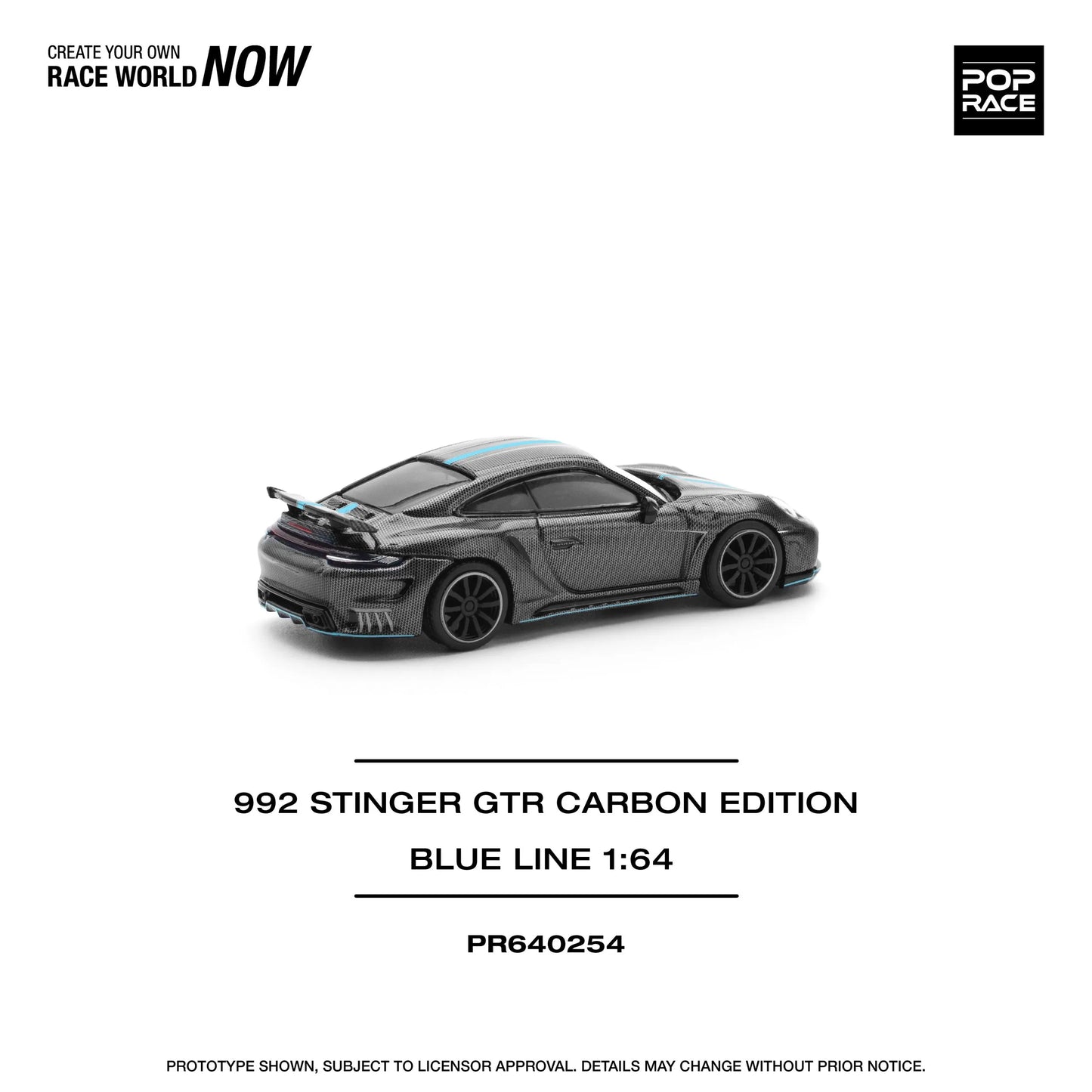 Porsche 992 Stinger GTR Blue Line diecast rear angle detail