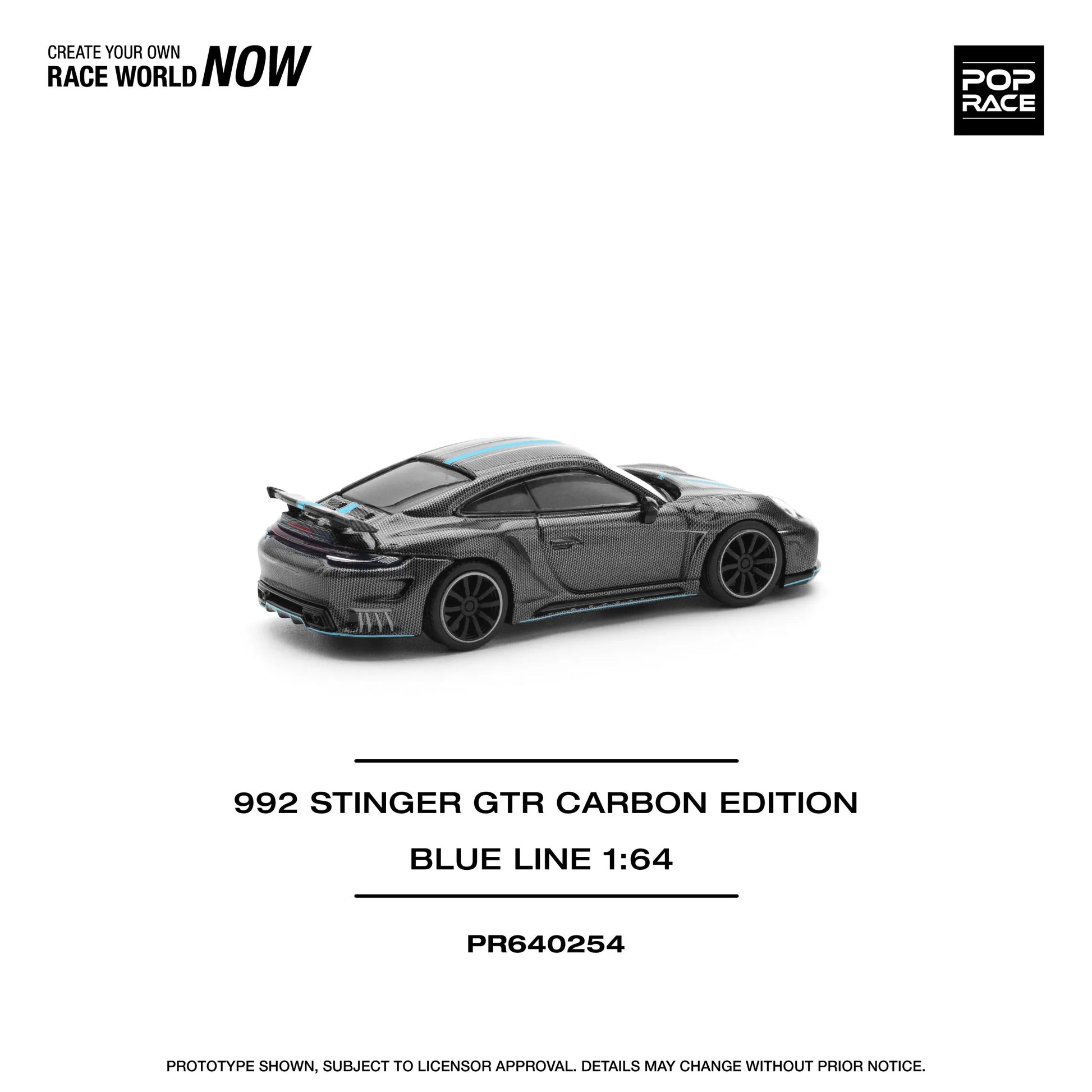 Porsche 992 Stinger GTR Blue Line diecast rear angle detail