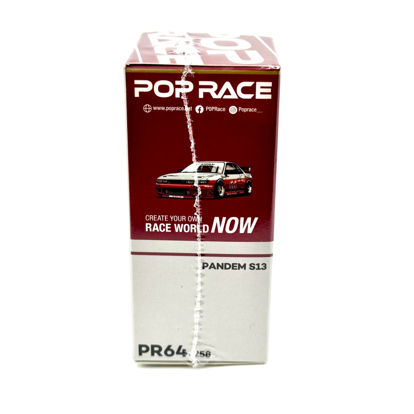 Pandem S13 new tooling Pop Race packaging angled view