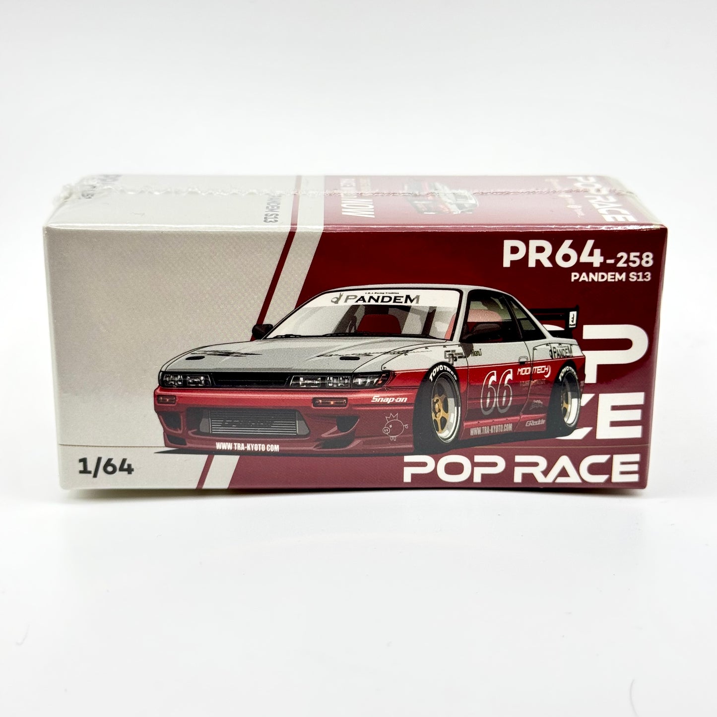 Pop Race PR64-0258 Pandem Nissan Silvia S13 new tooling 1:64 diecast box front