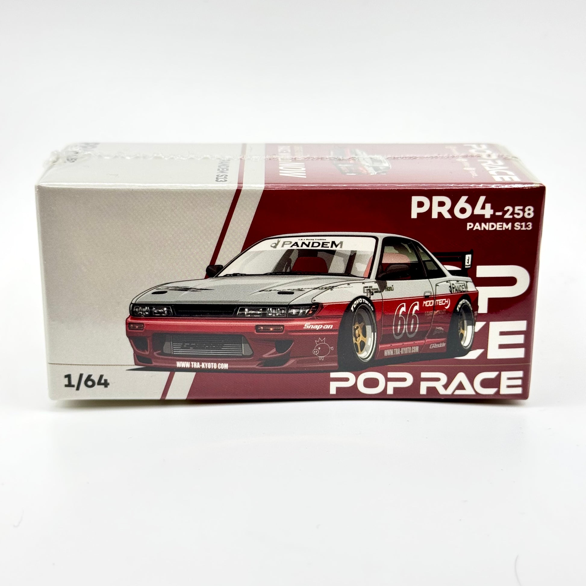 Pop Race PR64-0258 Pandem Nissan Silvia S13 new tooling 1:64 diecast box front