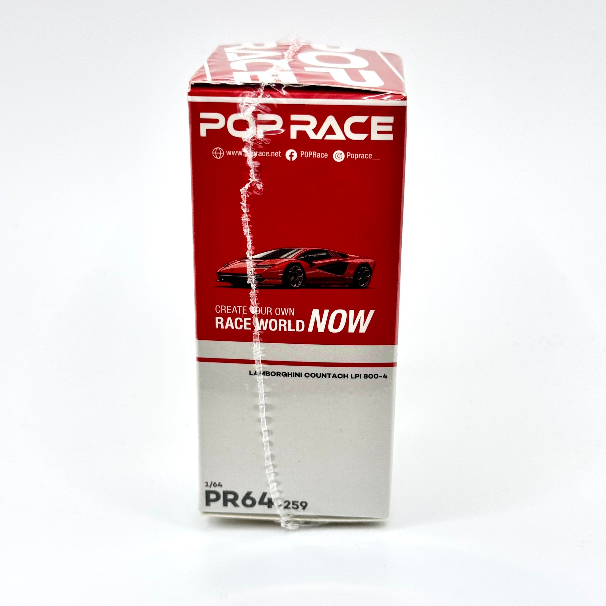 Pop Race Countach LPI 800-4 1:64 diecast box side profile