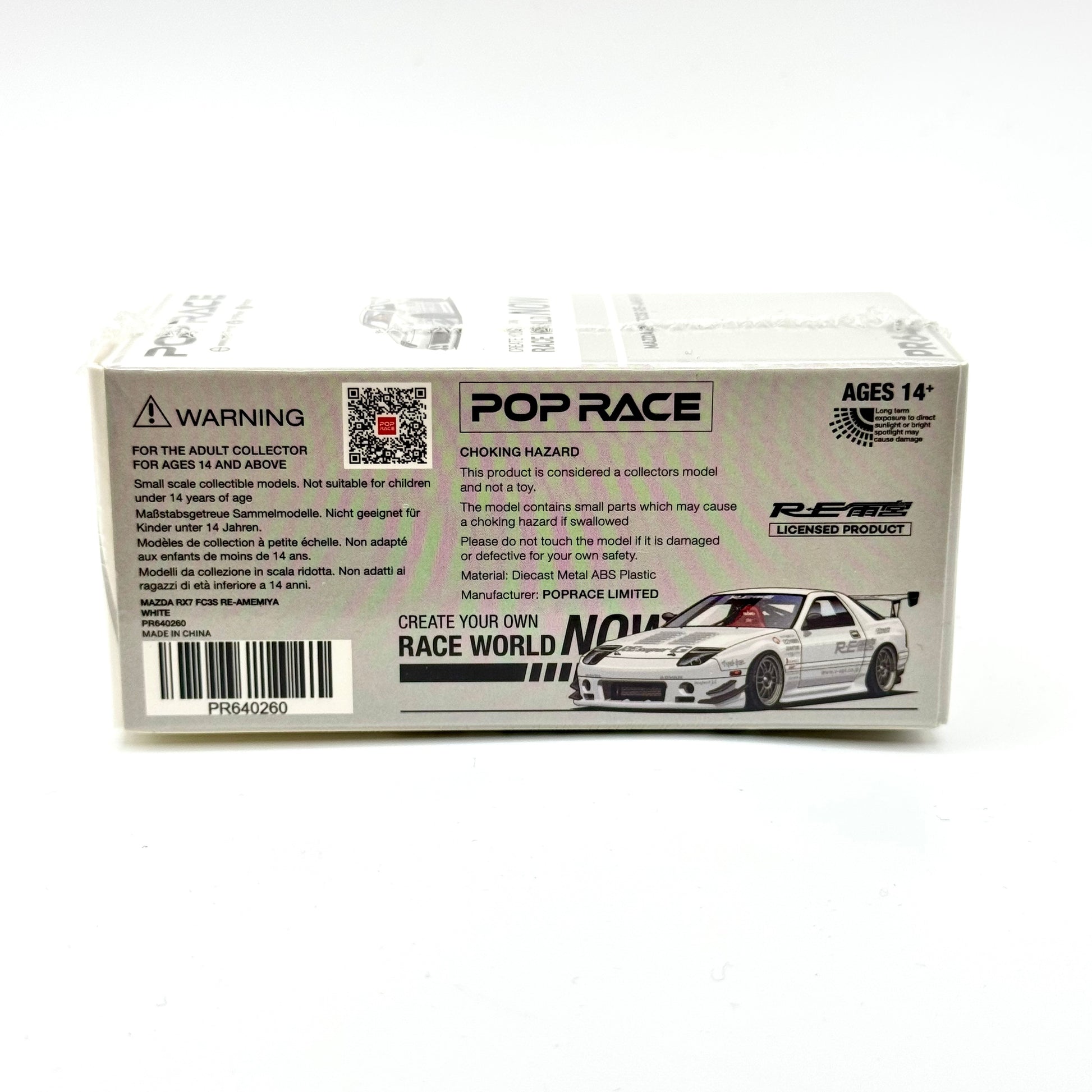 Mazda RX-7 FC3S RE Amemiya White diecast packaging rear view