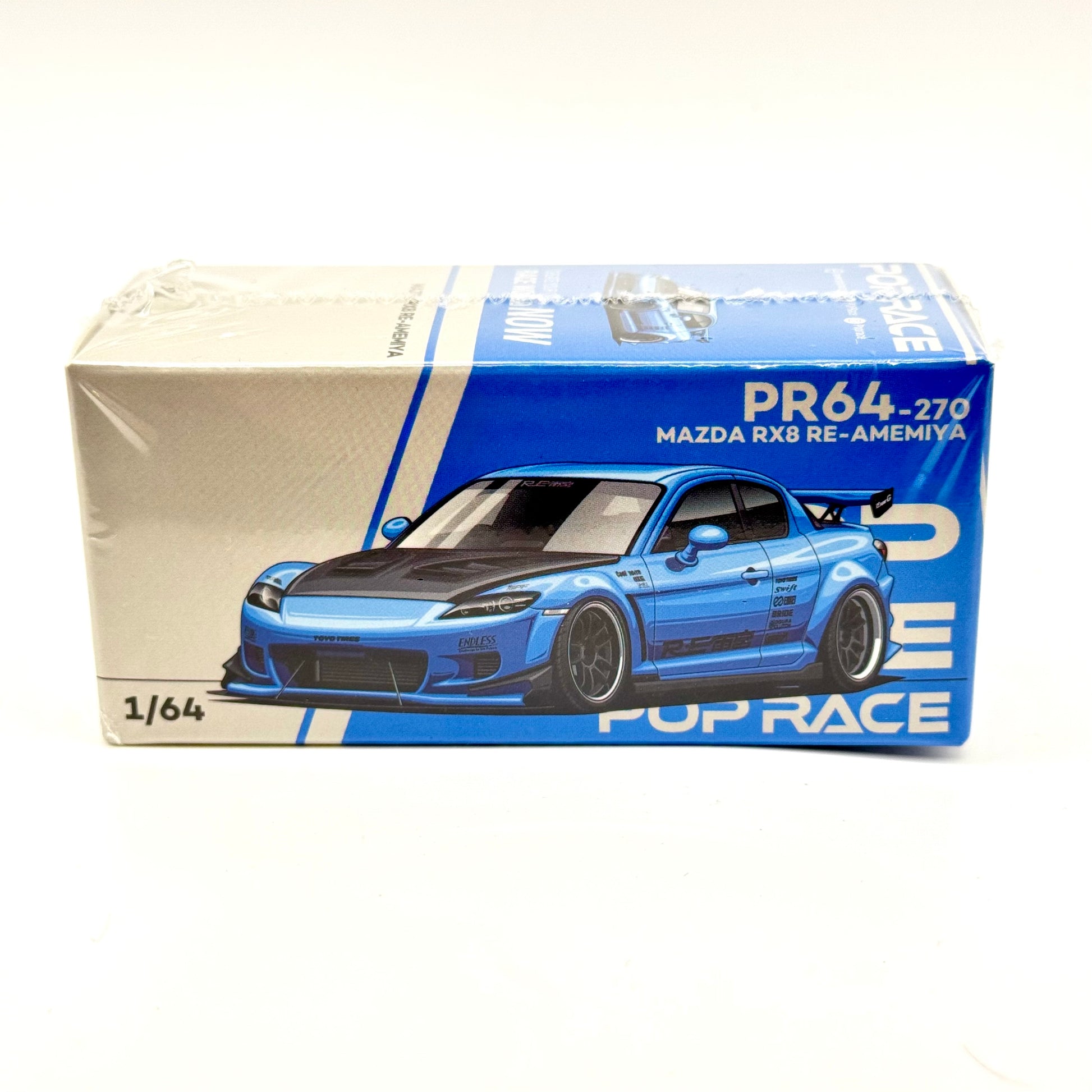 Pop Race PR64-0270 Mazda RX-8 RE Amemiya 1:64 diecast box front view