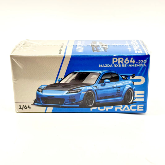 Pop Race PR64-0270 Mazda RX-8 RE Amemiya 1:64 diecast box front view