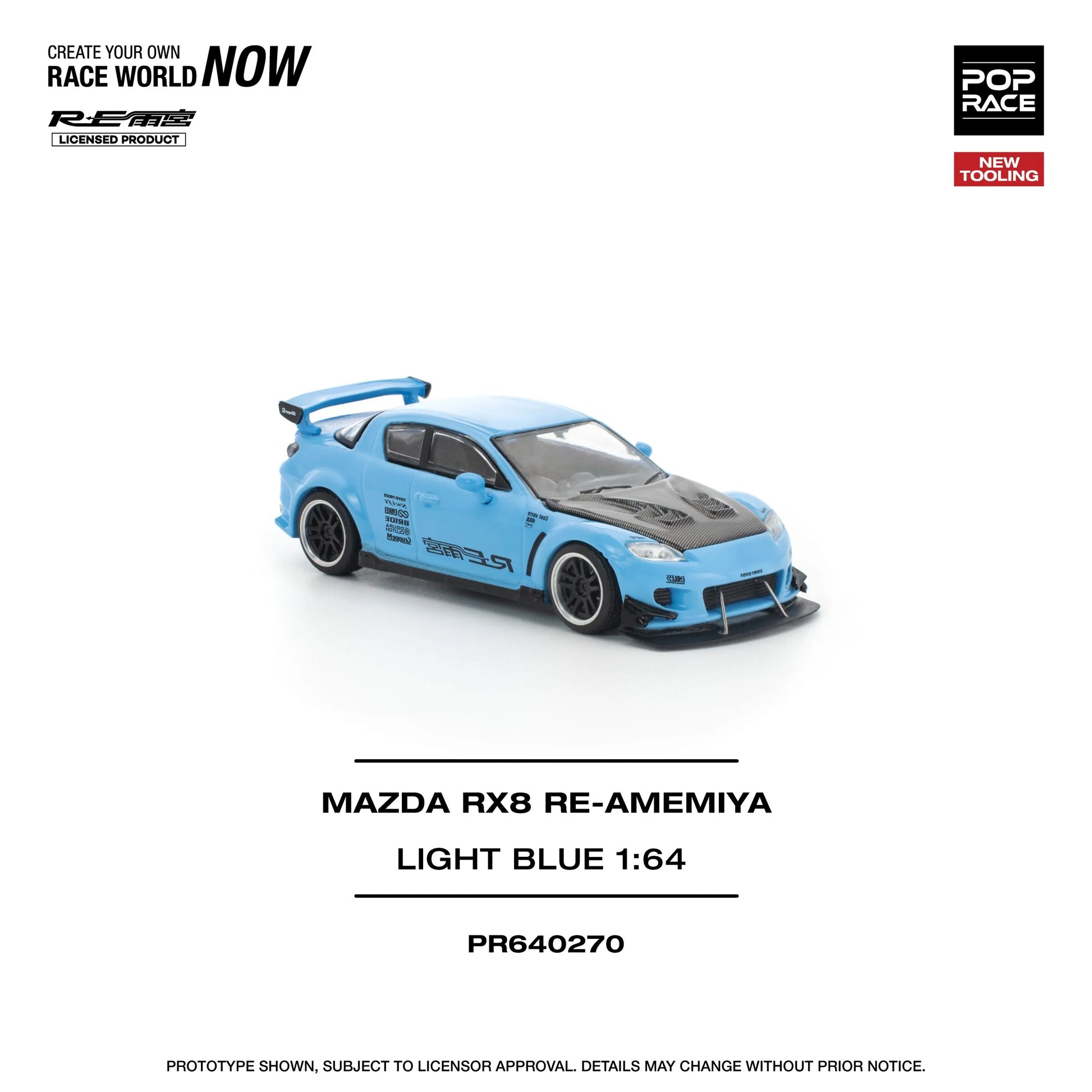 Mazda RX-8 RE Amemiya 1:64 diecast front angle view