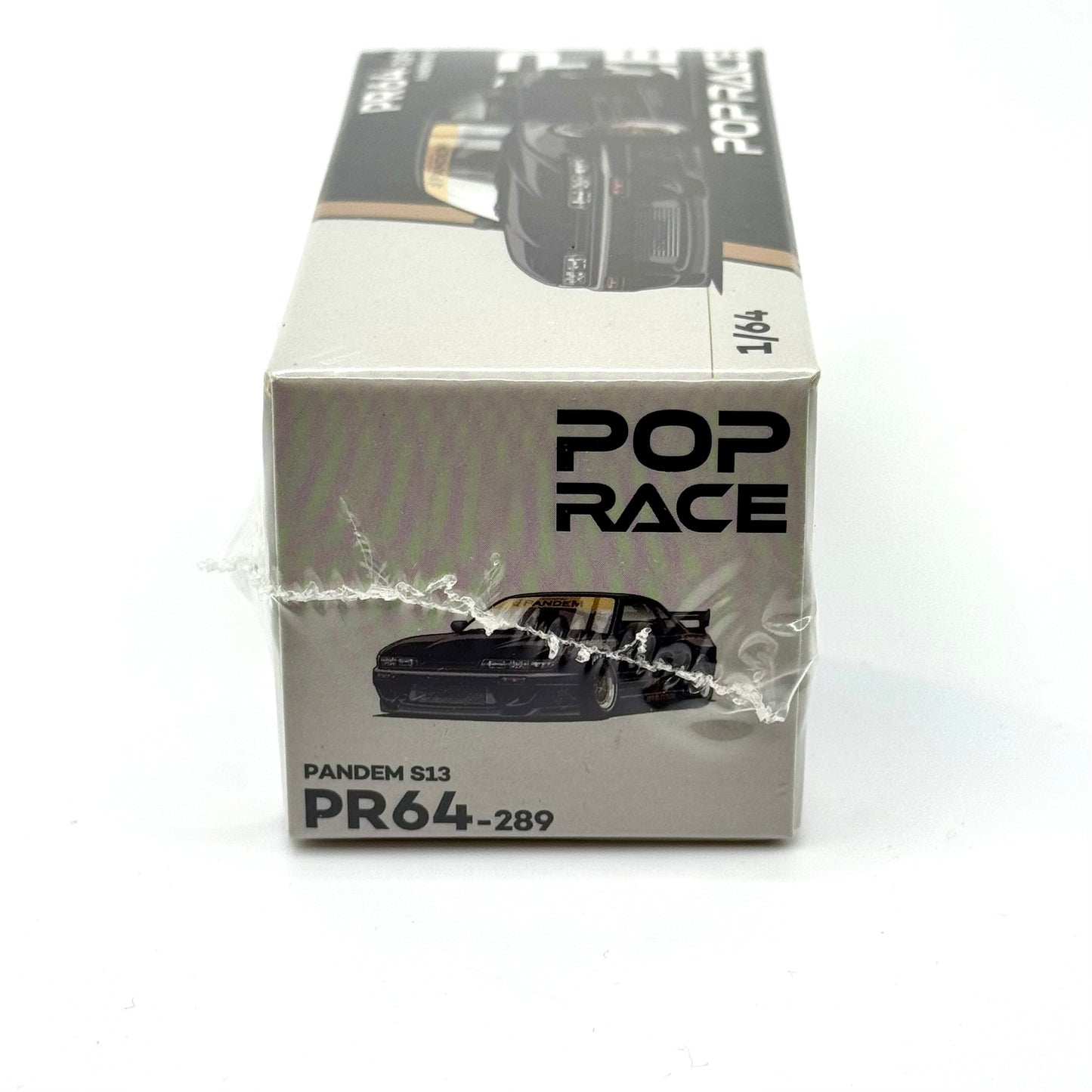 Pop Race Pandem Silvia S13 Black 1:64 diecast box side profile