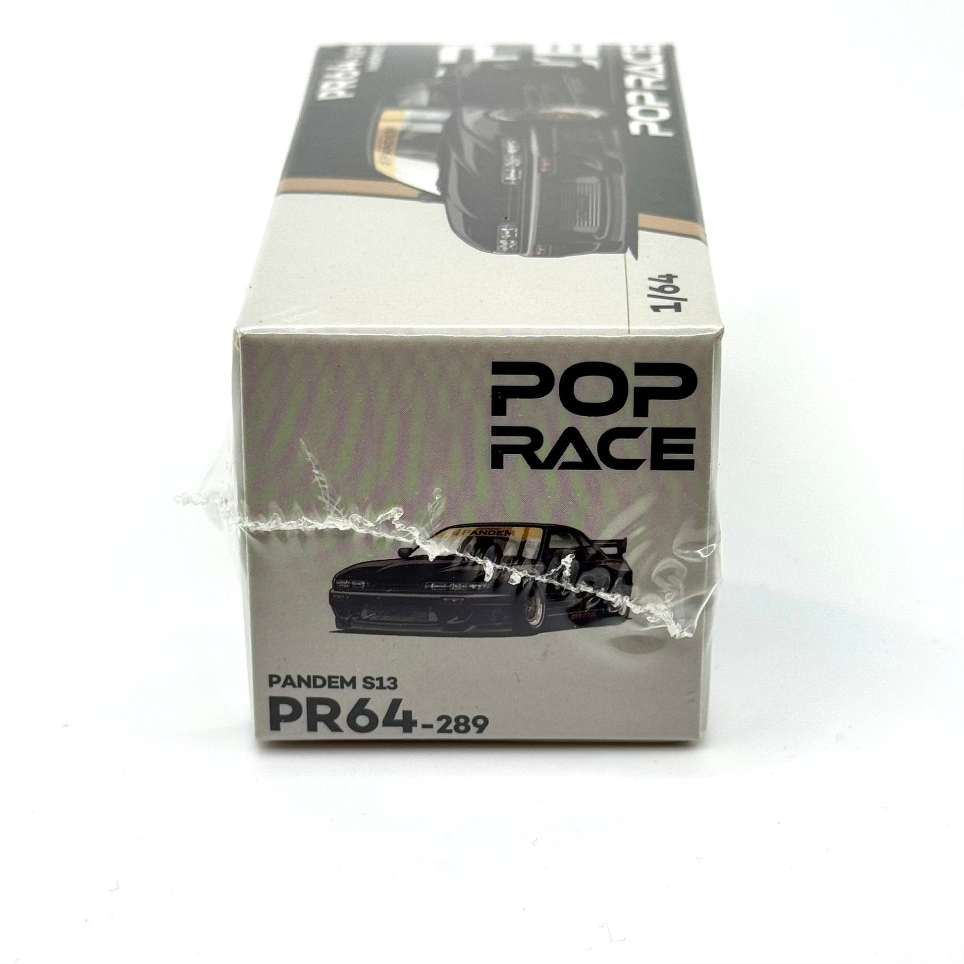 Pop Race Pandem Silvia S13 Black 1:64 diecast box side profile