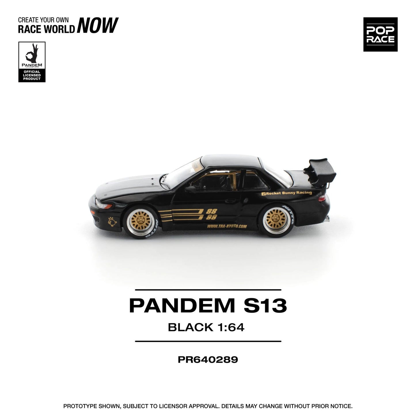 Nissan Silvia S13 Pandem Black 1:64 diecast side profile