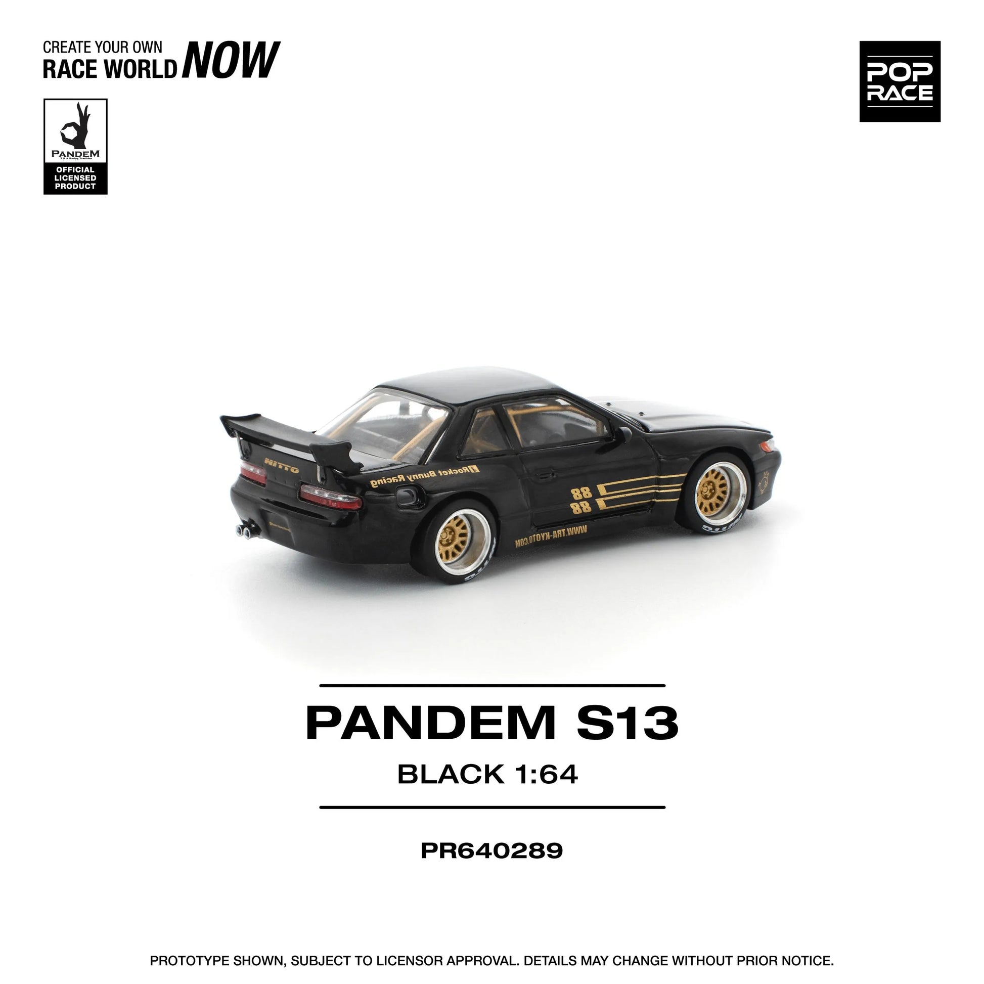Pandem S13 Black diecast rear angle detail
