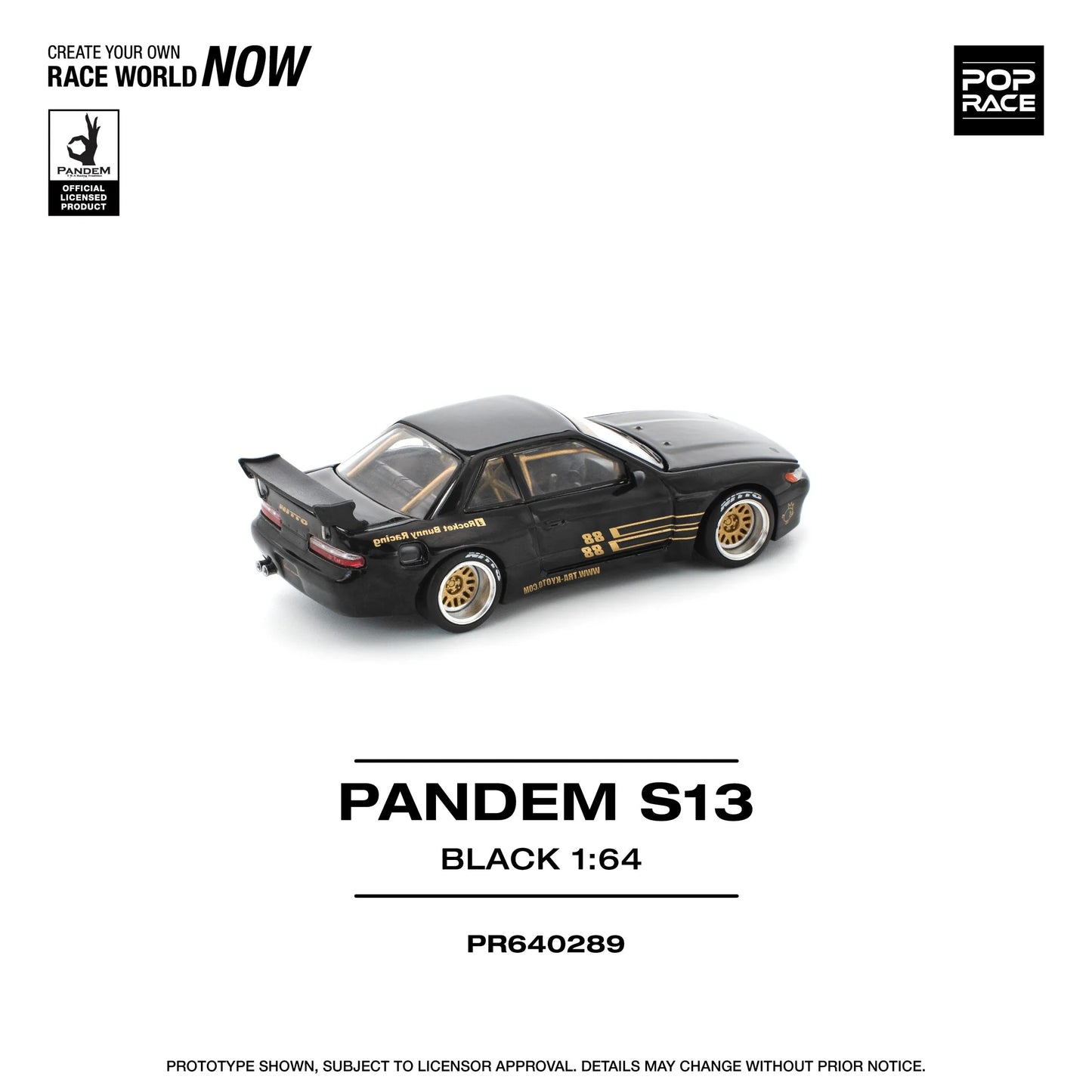 Pandem S13 Black 1:64 diecast rear close detail