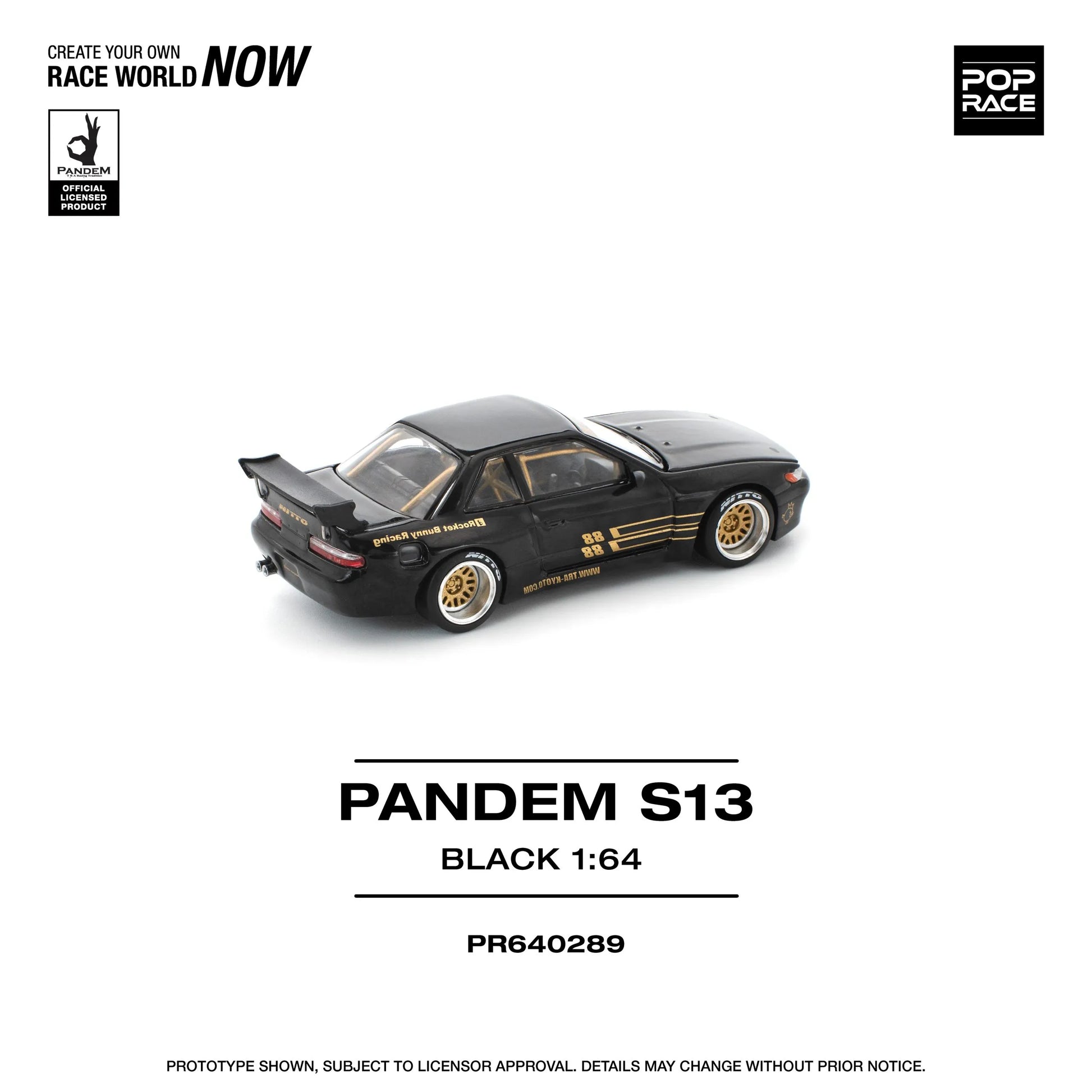 Pandem S13 Black 1:64 diecast rear close detail