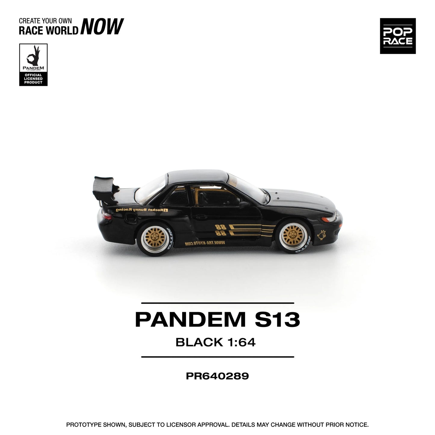 Nissan Silvia S13 Pandem Black 1:64 diecast side profile