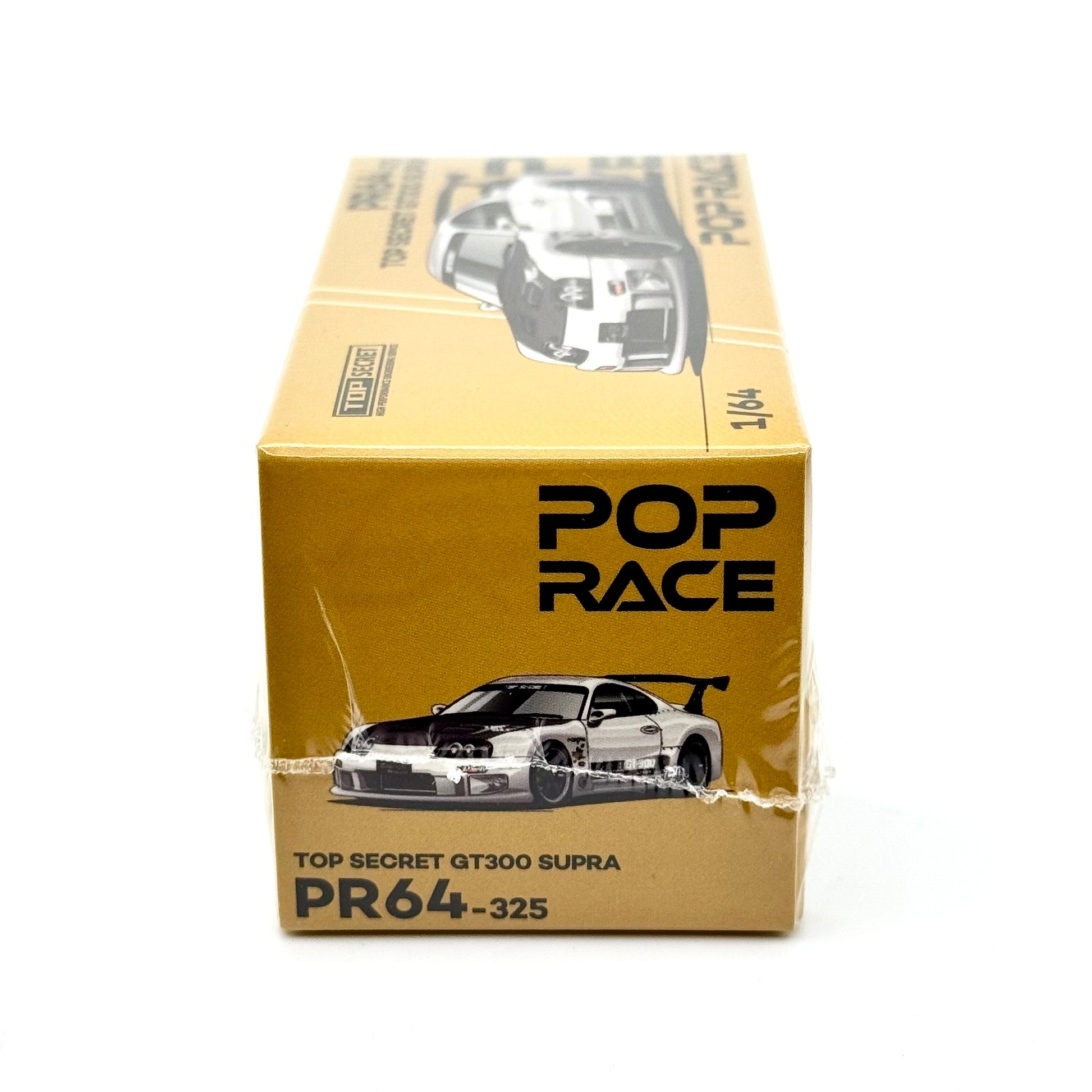 Pop Race Top Secret Supra GT300 1:64 diecast box side profile