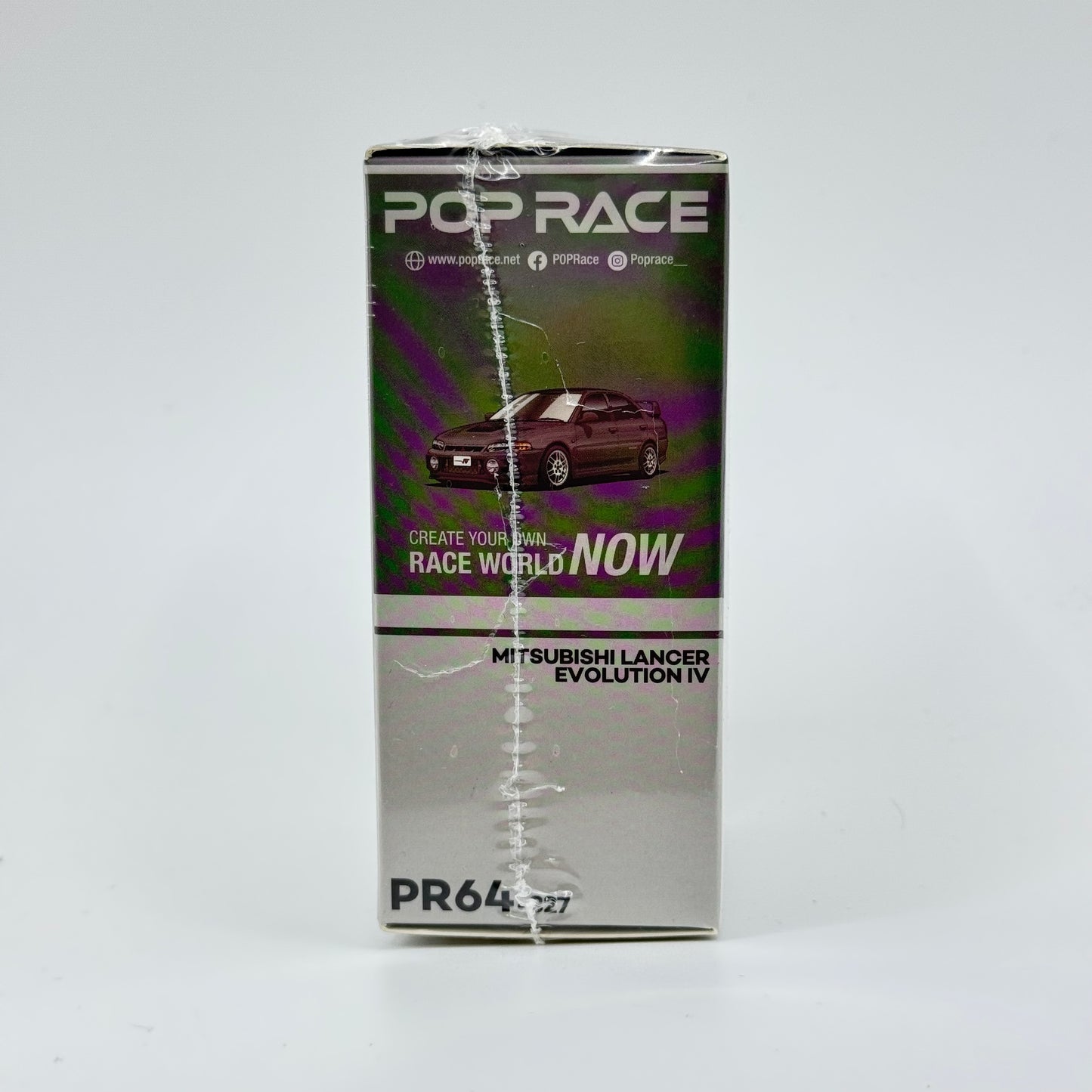 Mitsubishi Lancer Evolution IV Pop Race packaging angled view