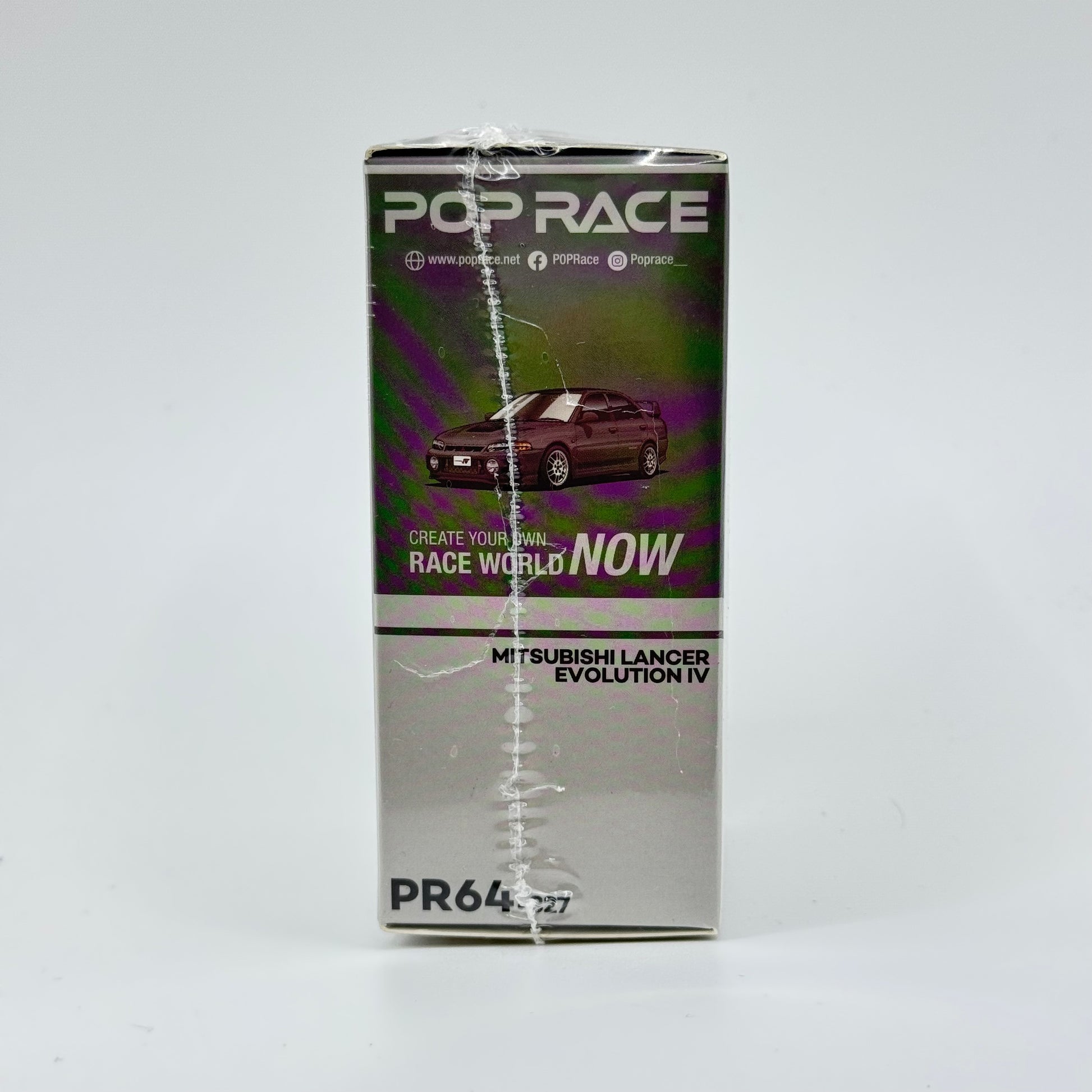 Mitsubishi Lancer Evolution IV Pop Race packaging angled view