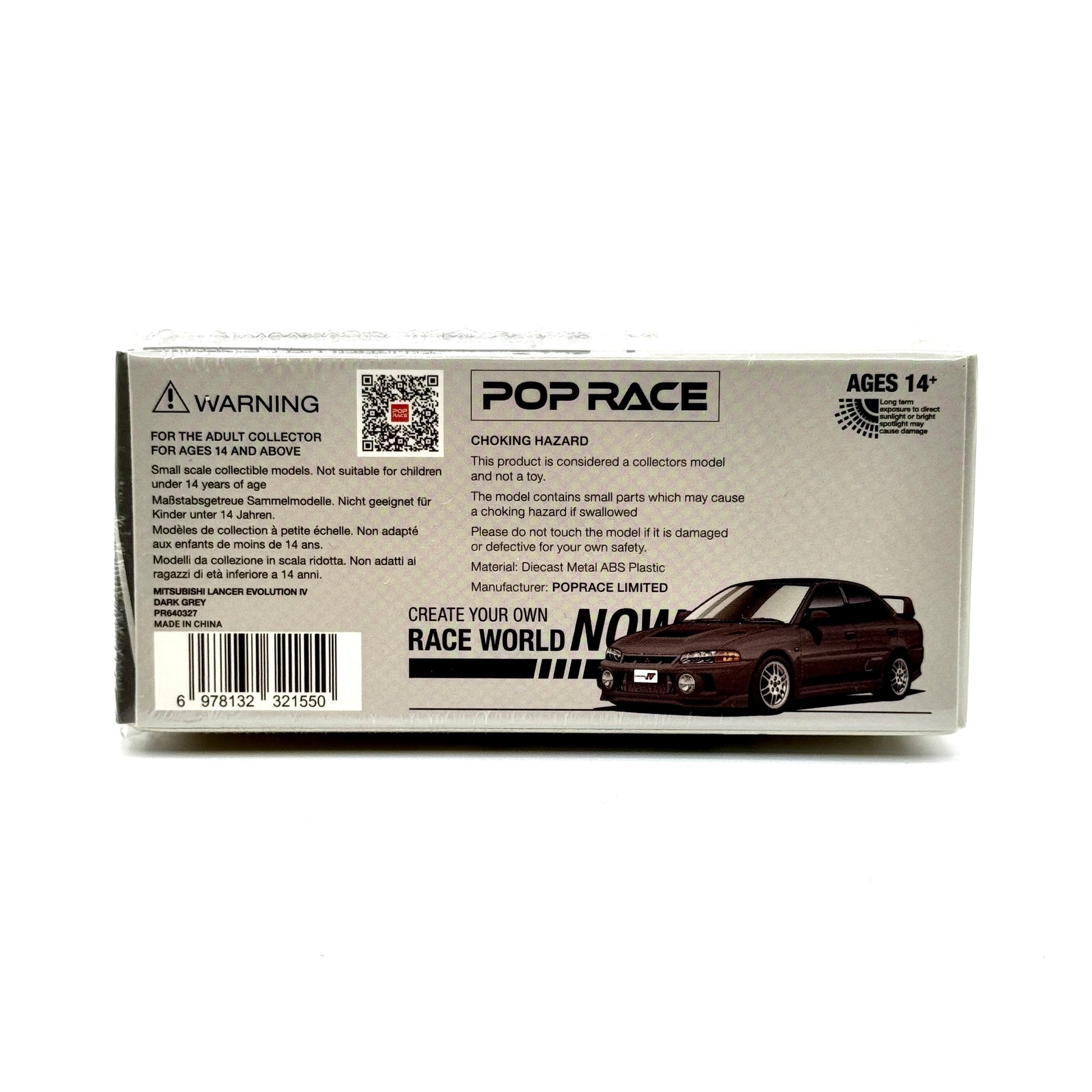 Mitsubishi Lancer Evolution IV diecast model packaging rear view