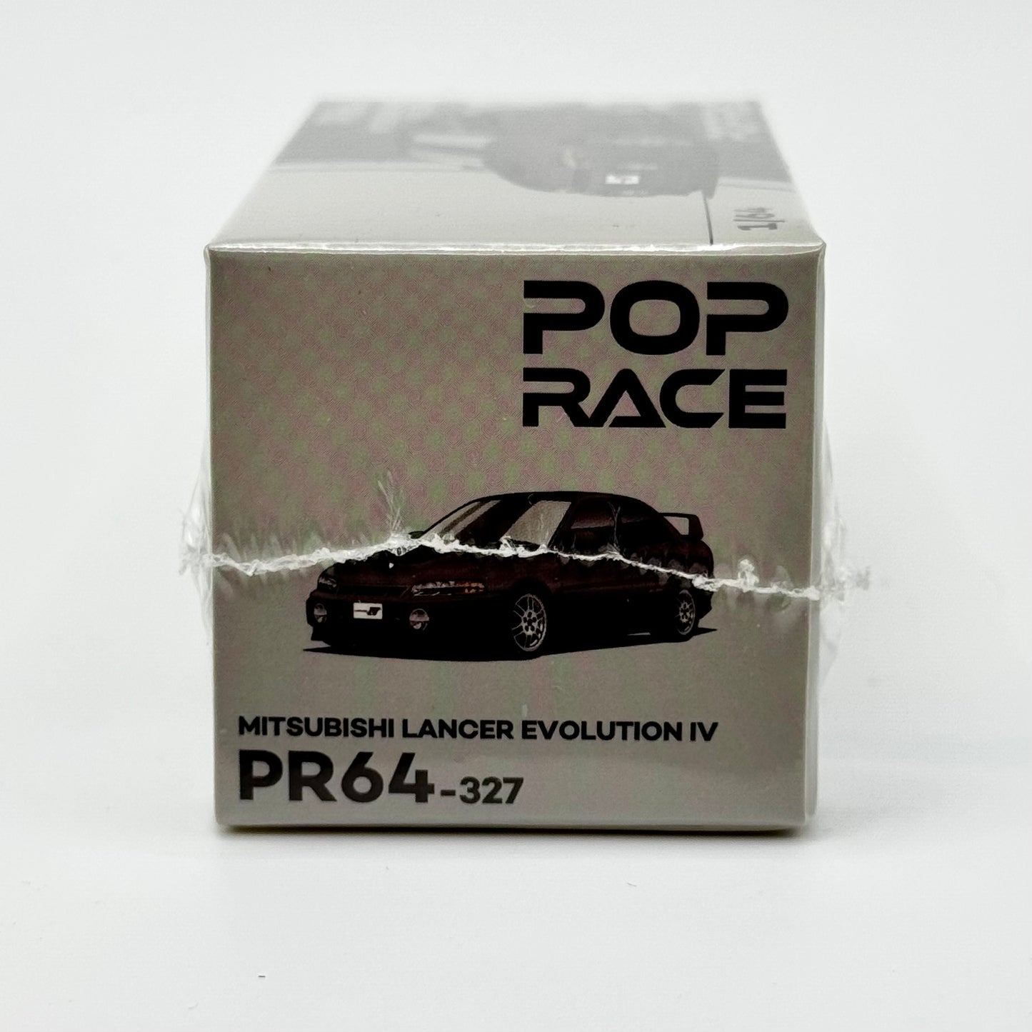 Pop Race Mitsubishi Lancer Evolution IV 1:64 diecast box side profile