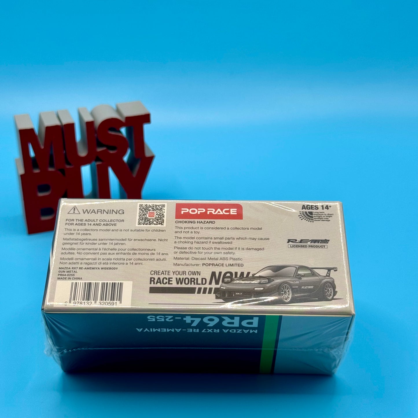 Rear box image of the Pop Race RX-7 FD3S RE-AMEMIYA diecast model