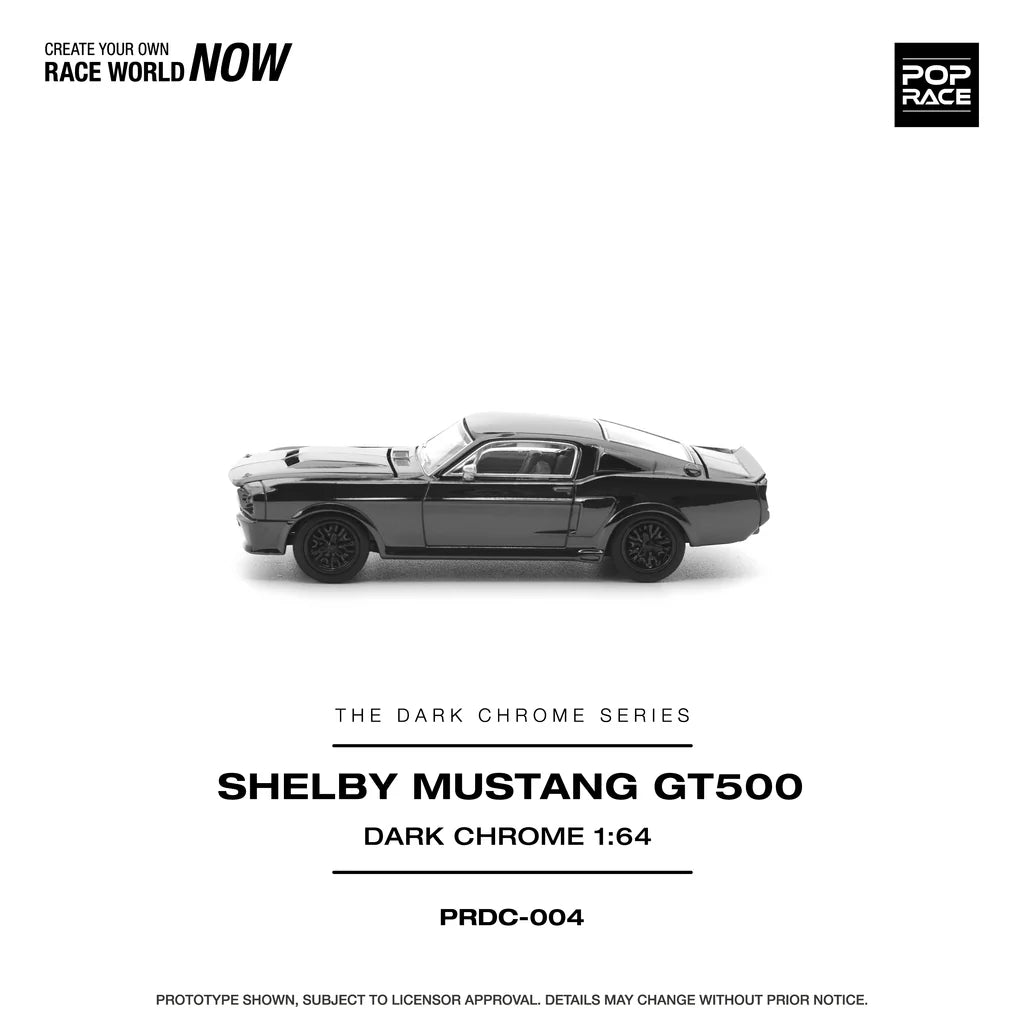 Pop Race Shelby Mustang GT500 Dark Chrome 1:64 diecast model car left side view