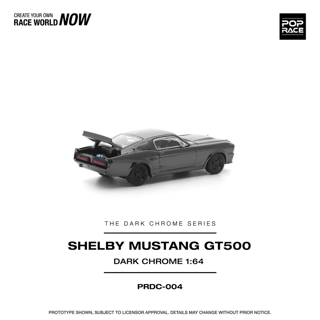 Pop Race Shelby Mustang GT500 Dark Chrome 1:64 diecast model car rear view