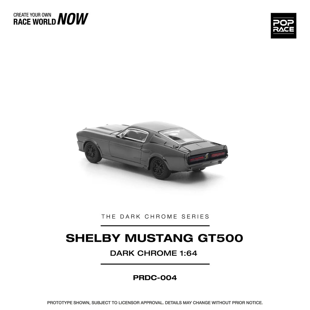Pop Race Shelby Mustang GT500 Dark Chrome 1:64 diecast model car rear view