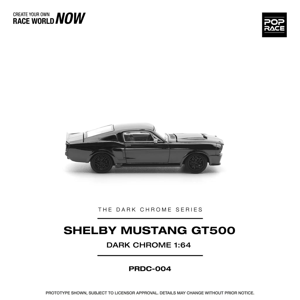 Pop Race Shelby Mustang GT500 Dark Chrome 1:64 diecast model car right side view