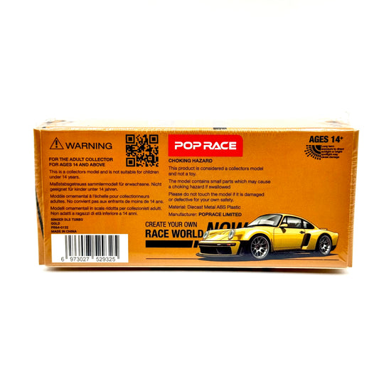 Pop Race Singer DLS Turbo Gold 1:64 diecast model car boxed rear view