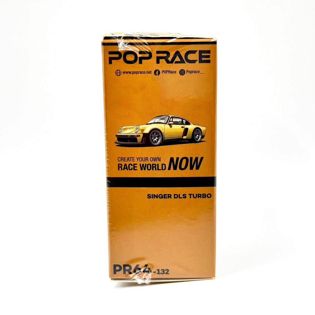 Pop Race Singer DLS Turbo Gold 1:64 model car packaging side view
