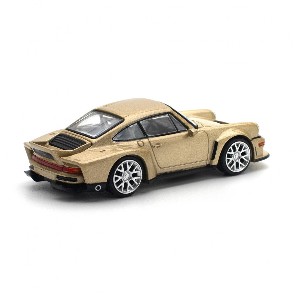 Pop Race Singer DLS Turbo Gold 1:64 diecast model rear three-quarter view