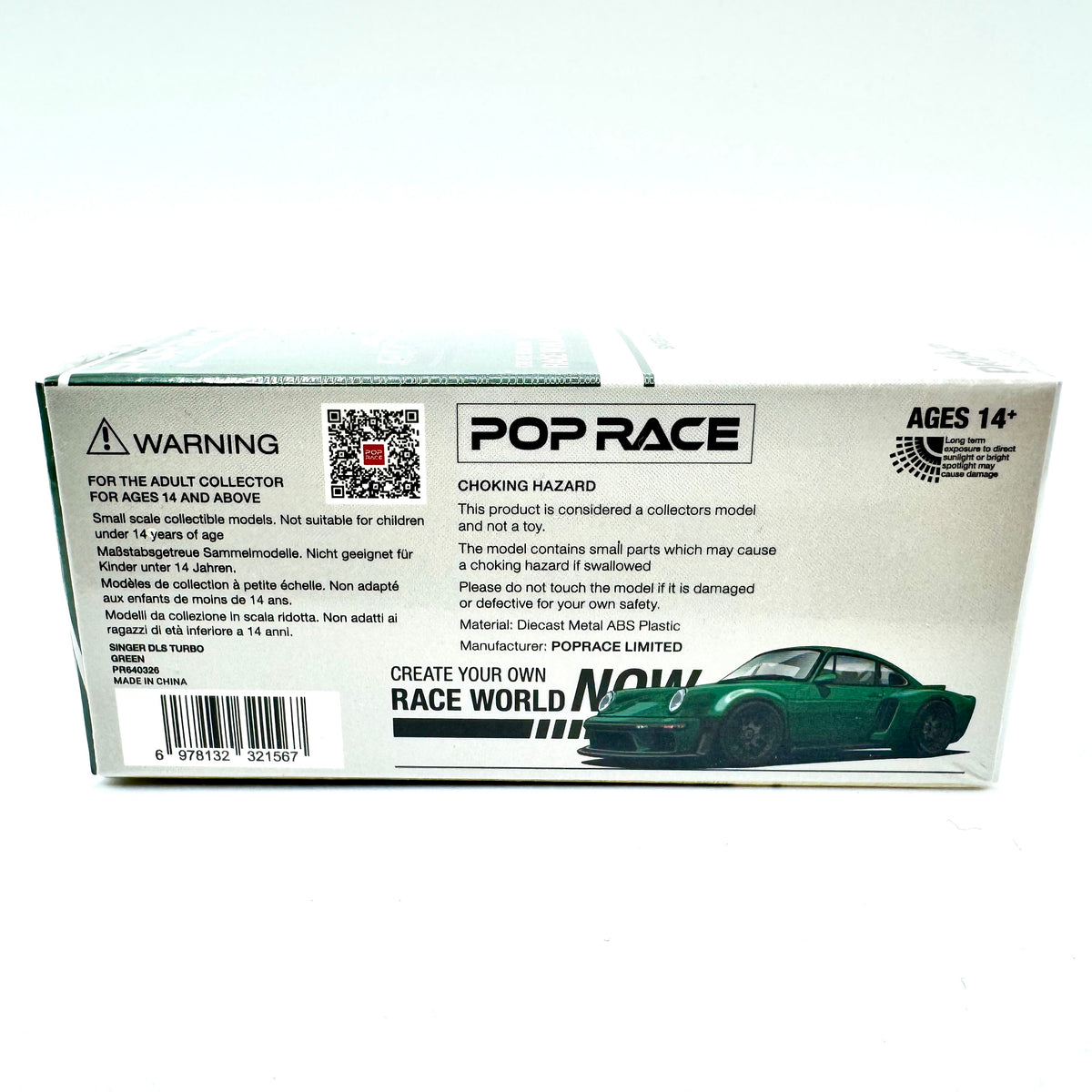 Pop Race Singer DLS Turbo 1:64 diecast model car PR64-0326 boxed rear view