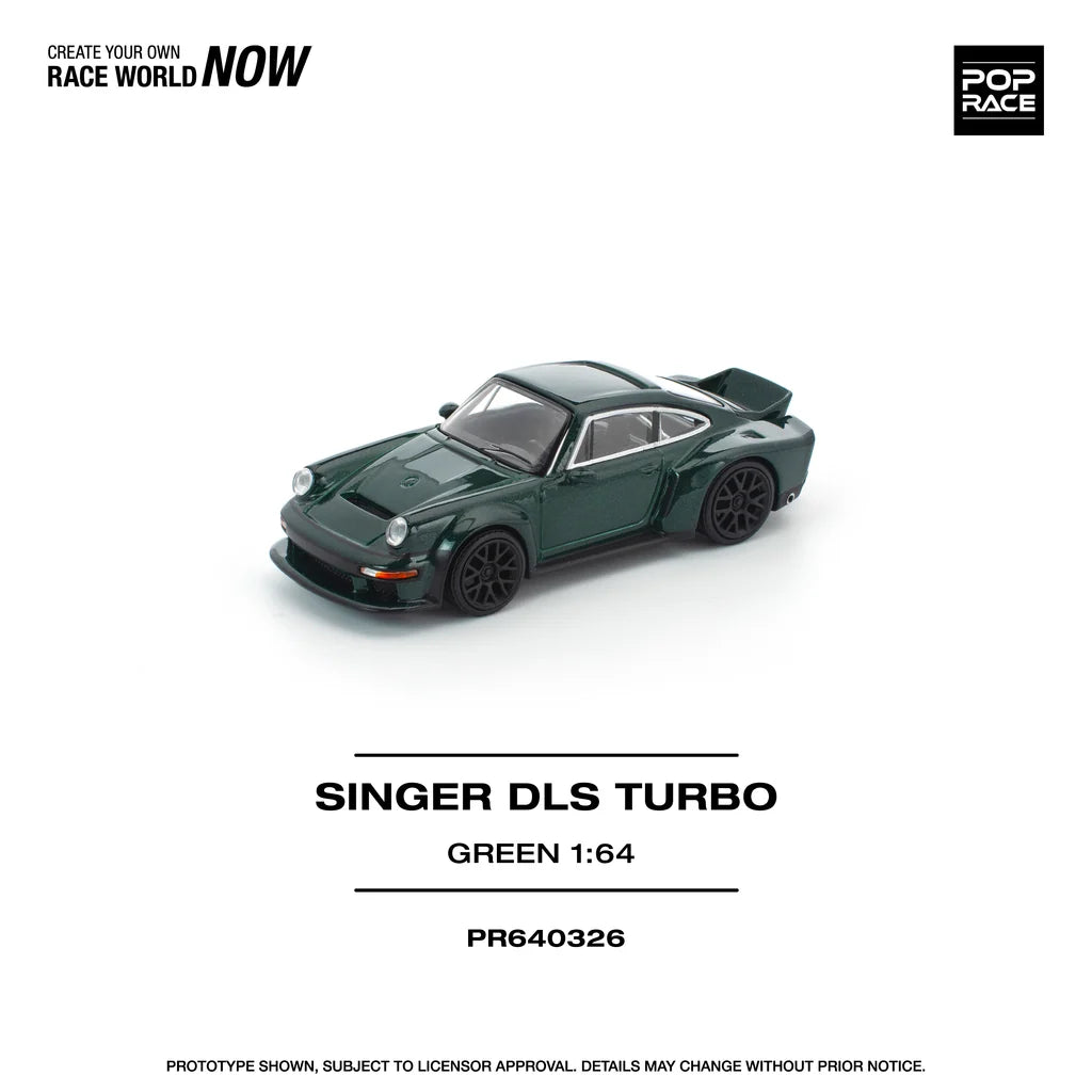 Pop Race Singer DLS Turbo 1:64 diecast model front three-quarter view