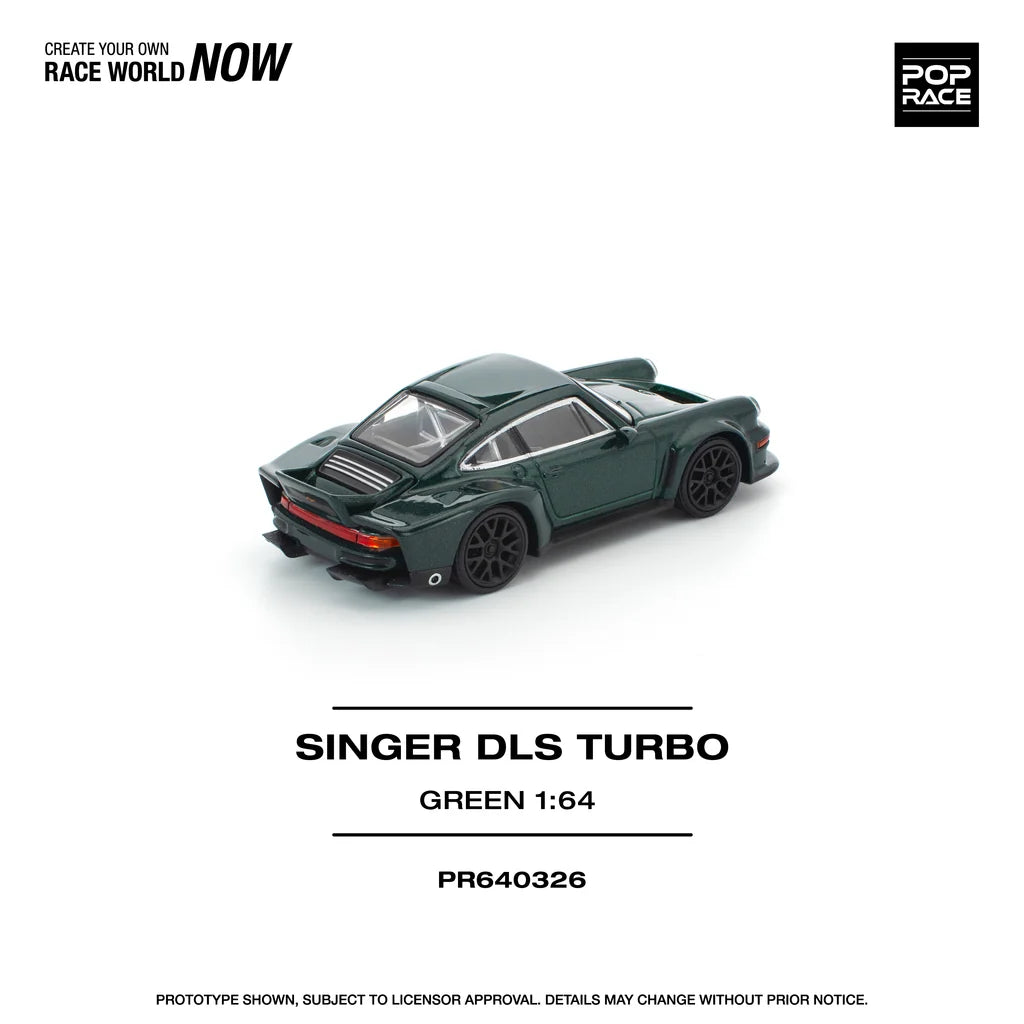 Pop Race Singer DLS Turbo 1:64 diecast model rear three-quarter view