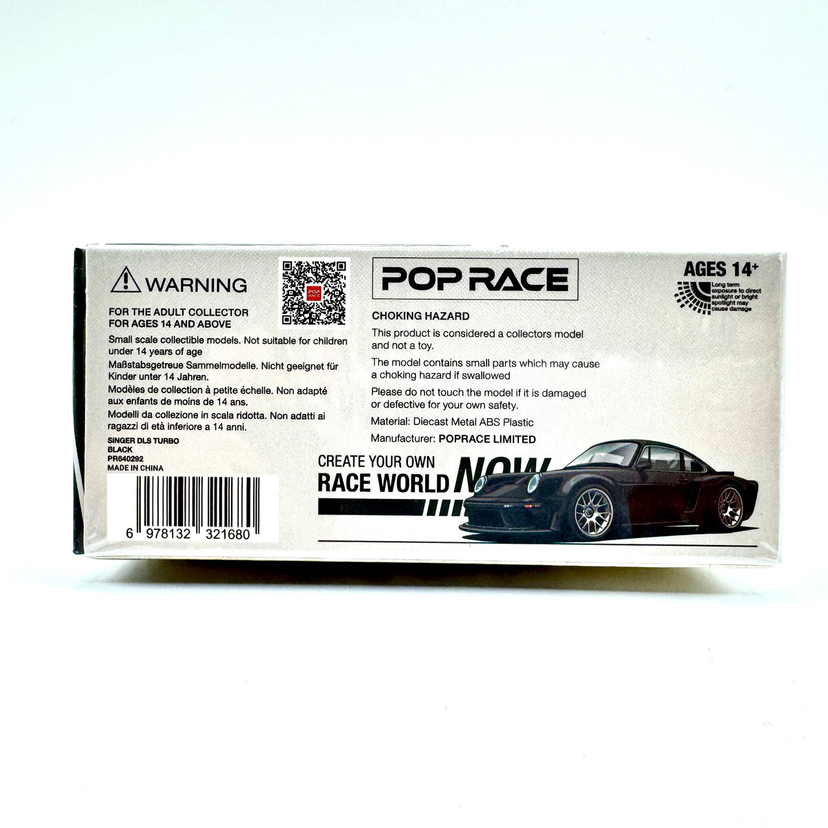 Pop Race Singer DLS Turbo Road Black 1:64 diecast model car PR64-0292 boxed rear view