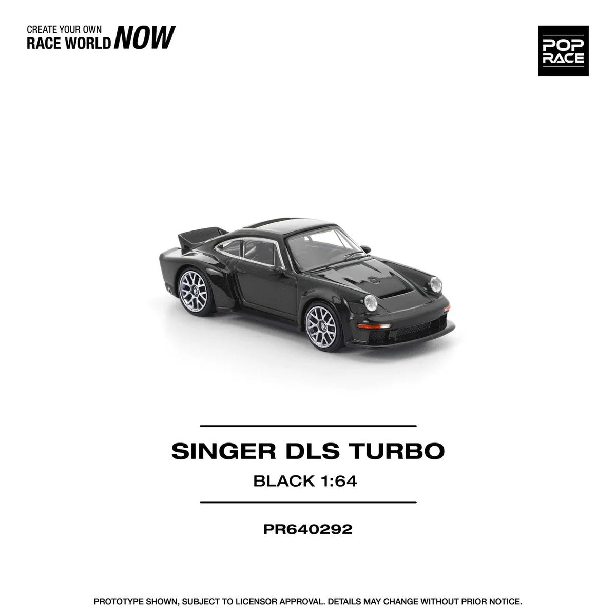 Pop Race Singer DLS Turbo Road Black 1:64 diecast model front view