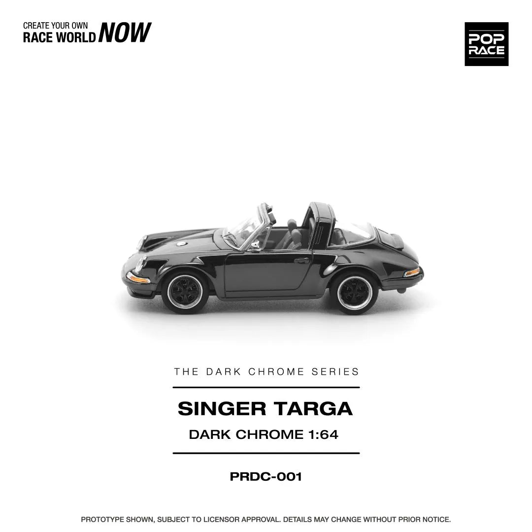 Pop Race Singer Targa Dark Chrome 1:64 diecast model car left side view